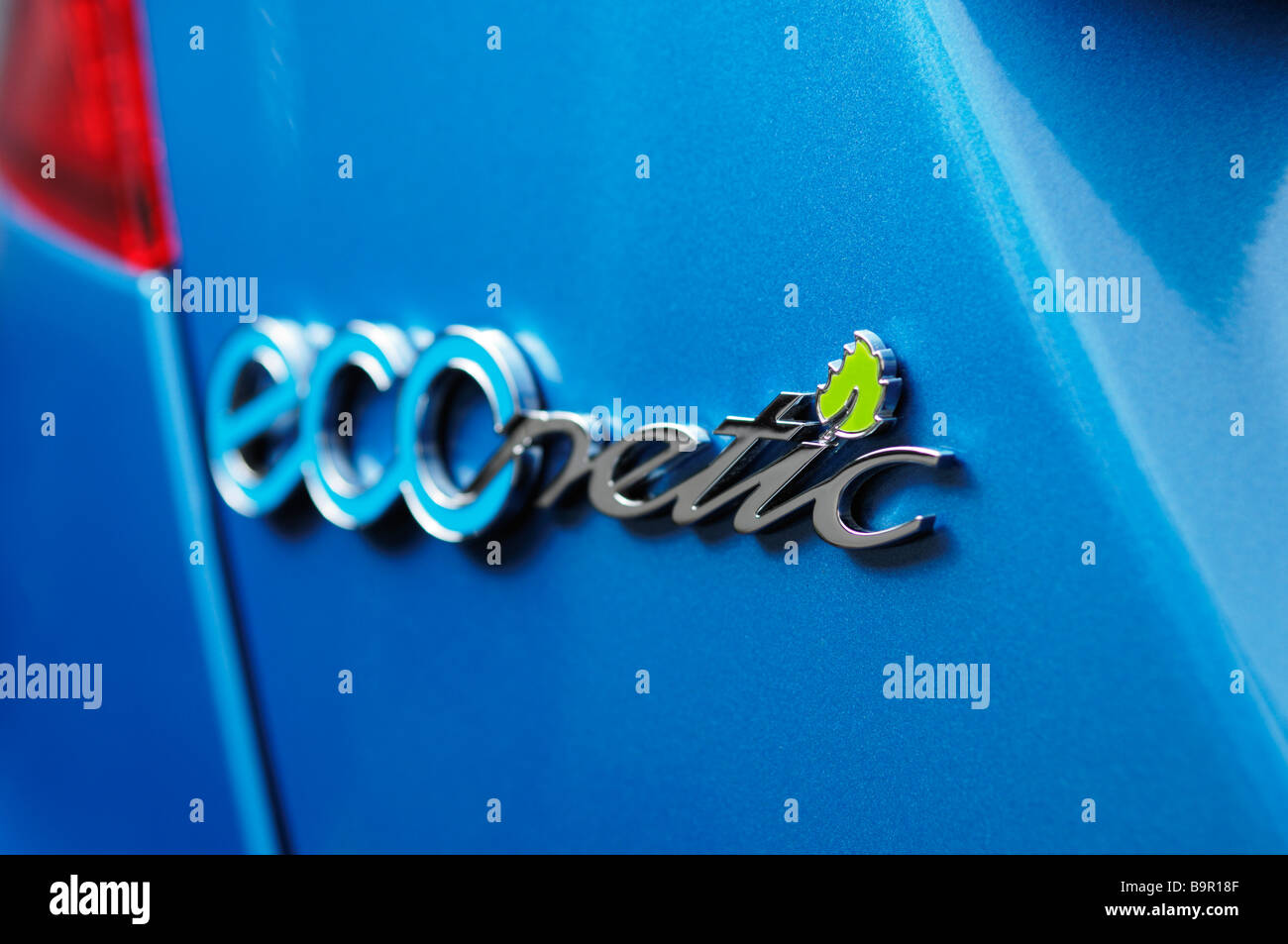 ECOnetic. The model name given to the Ford range of green motor cars designed for lowest carbon dioxide emissions and best fuel economy. This particular model is the Ford Fiesta 1.6 TDCi ECOnetic, one of the greenest cars available in Europe at it's launch in 2009. Stock Photo