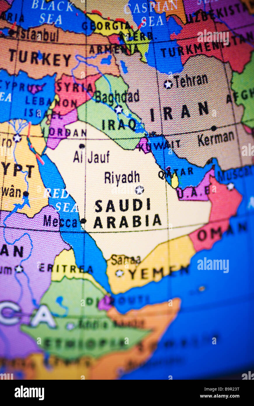 Map of Saudi Arabia Stock Photo