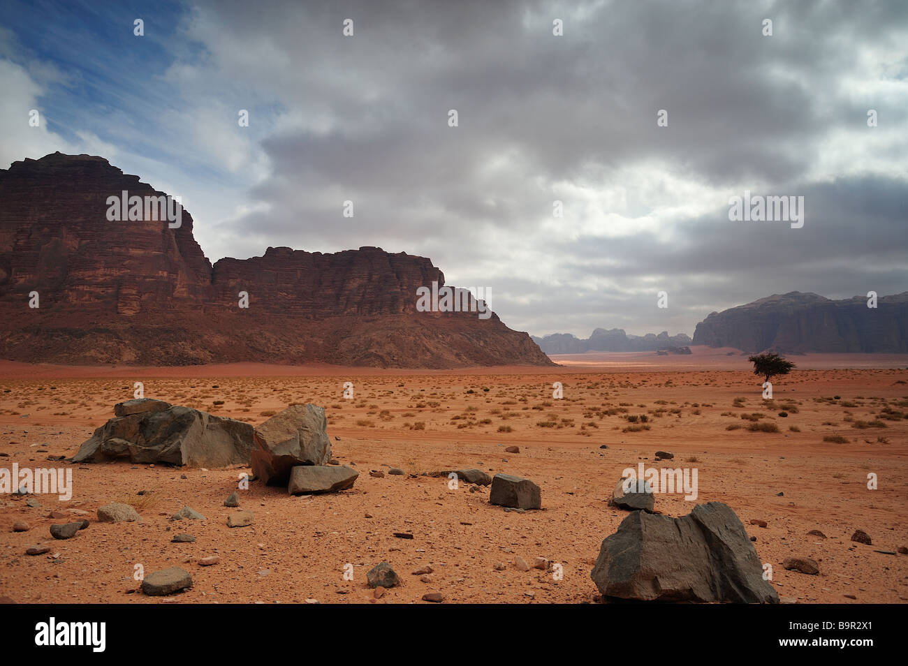 Wadi Rum desert landscape Stock Photo