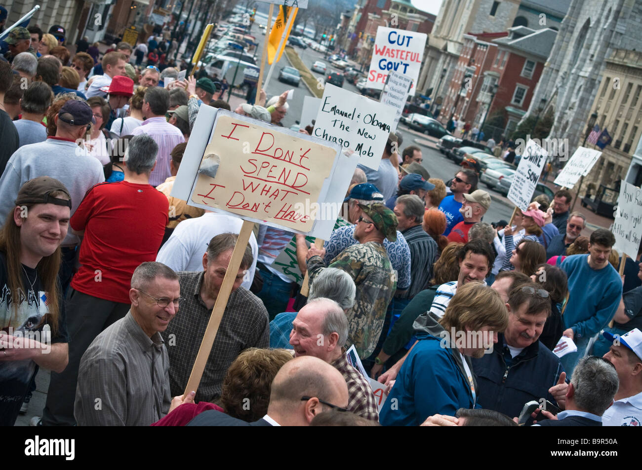 anti tax protest tea party Harrisburg PA , demonstrator, Stock Photo