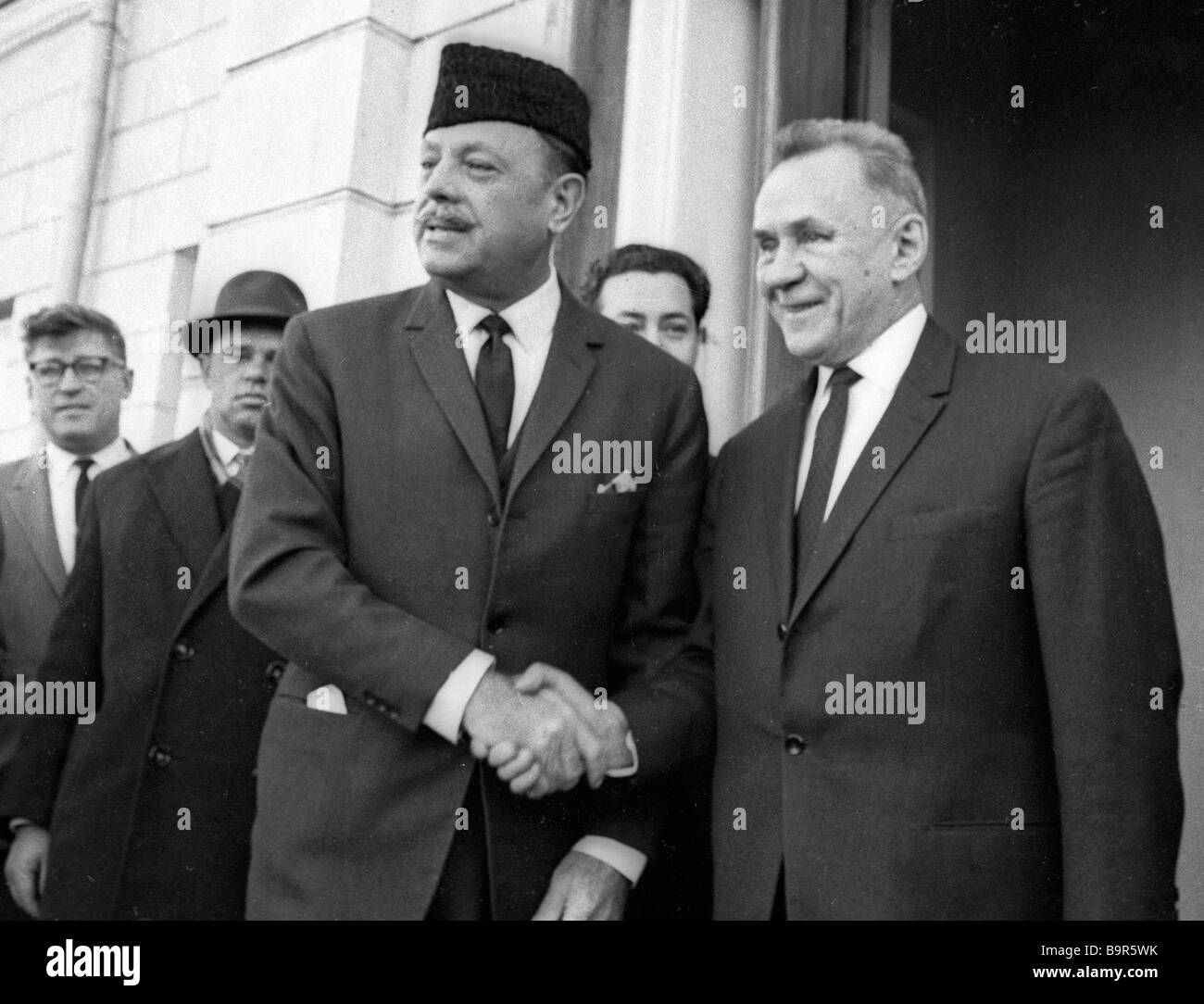 Pakistani president Mohammed Ayub Khan left and Chairman of the USSR Council of Ministers Alexey Kosyguin Stock Photo