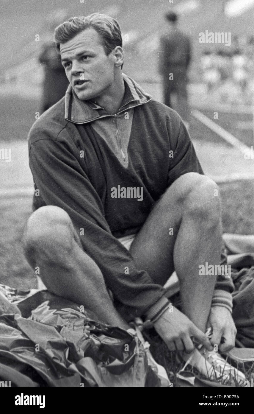 European 1962 champion in javelin throwing Janis Lusis Stock Photo Alamy