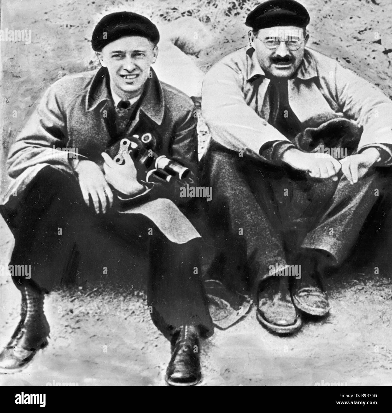 Film director Roman Karmen left and writer Ernest