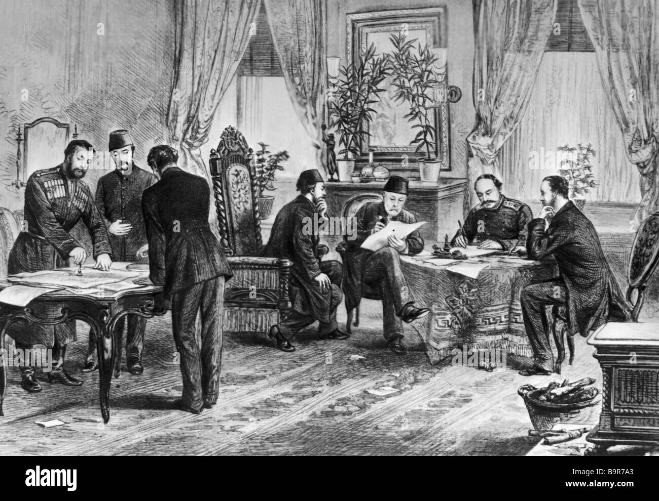 Unknown artist Signing the Russo Turkish Peace Treaty in San Stefano ...