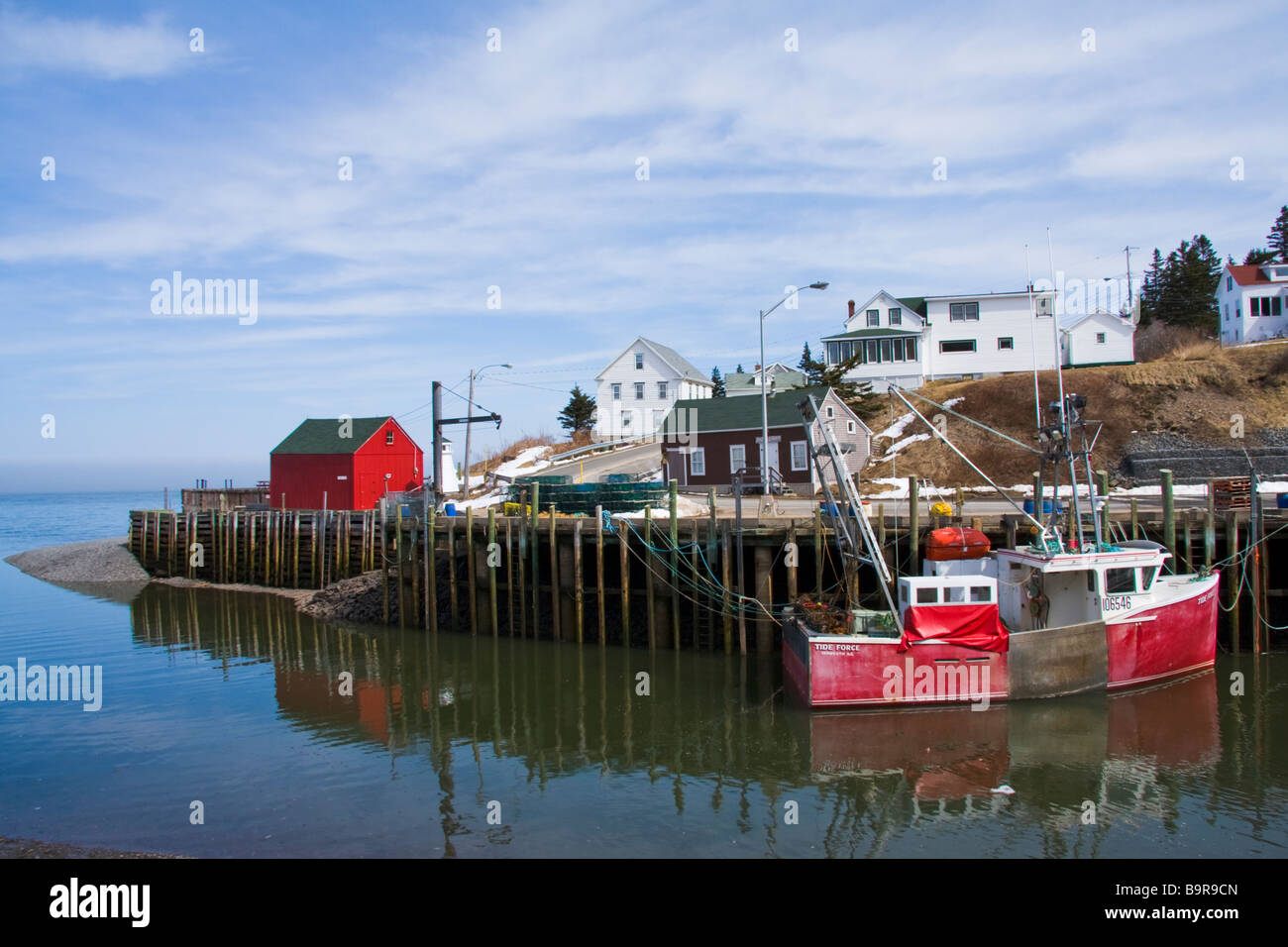 Fishing boat docked at the wharf Hall's Harbour, Nova Scotia, Canada