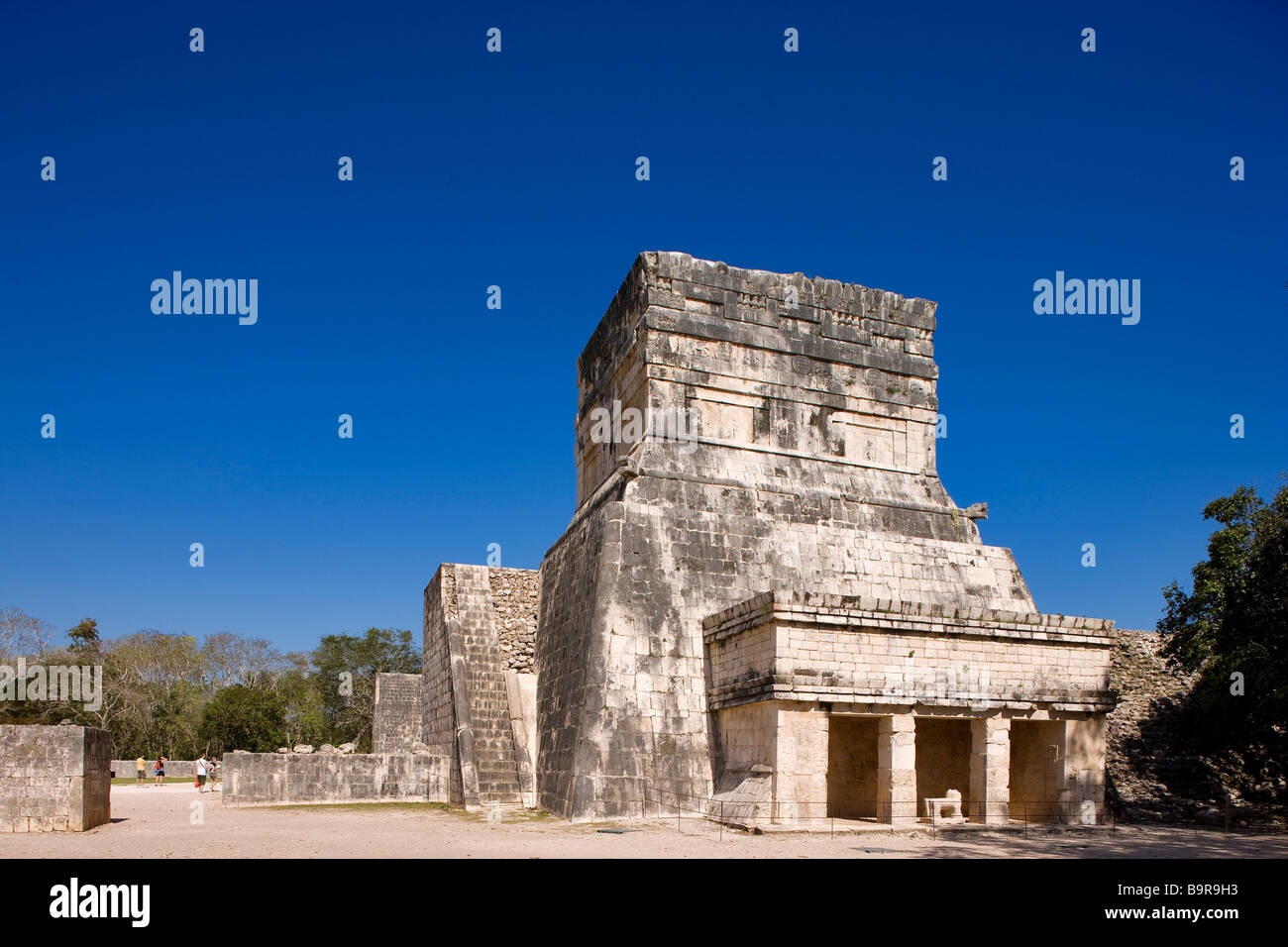 Mexico, Yucatan State, archaeological site of Chichen Itza, classified as World Heritage by UNESCO, the Temple of the Jaguars Stock Photo