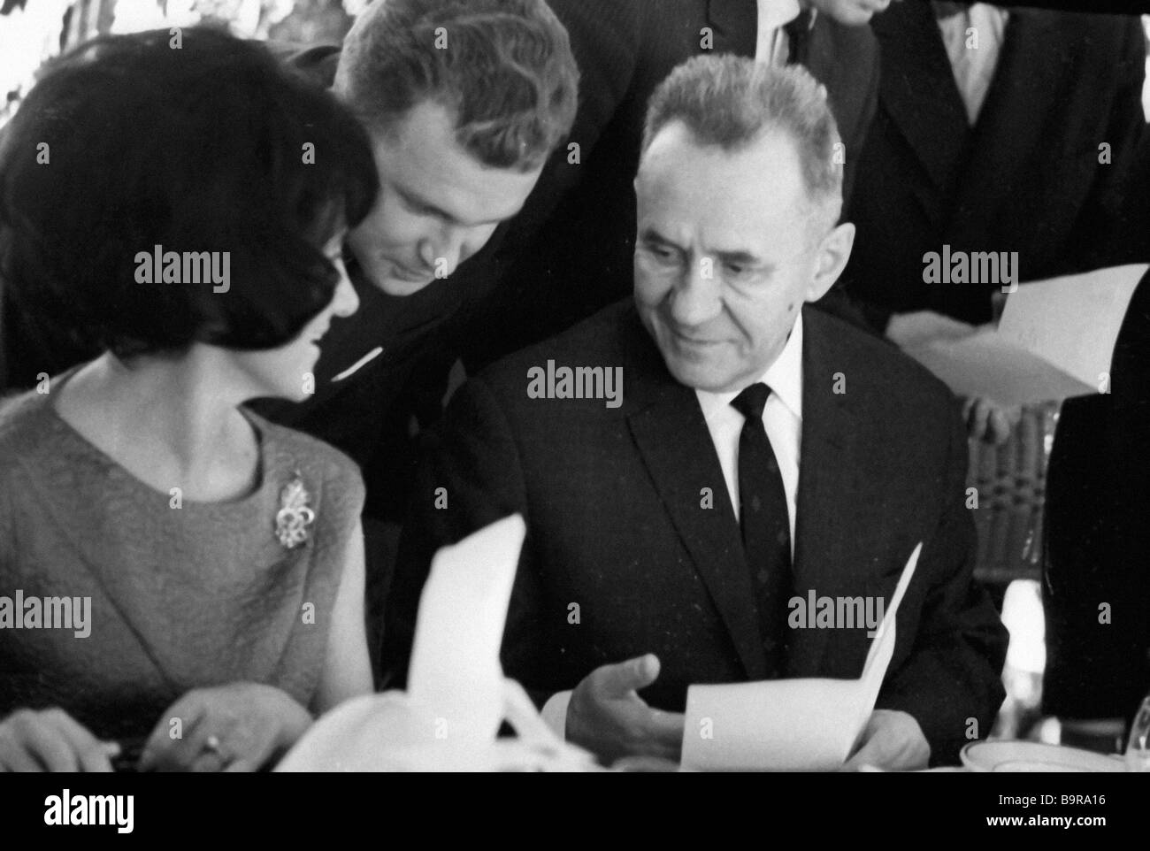 Prime Minister Alexei Kosygin talking to a correspondent of a French ...