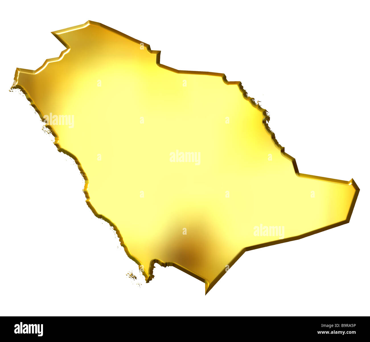 Saudi Arabia 3d golden map isolated in white Stock Photo - Alamy
