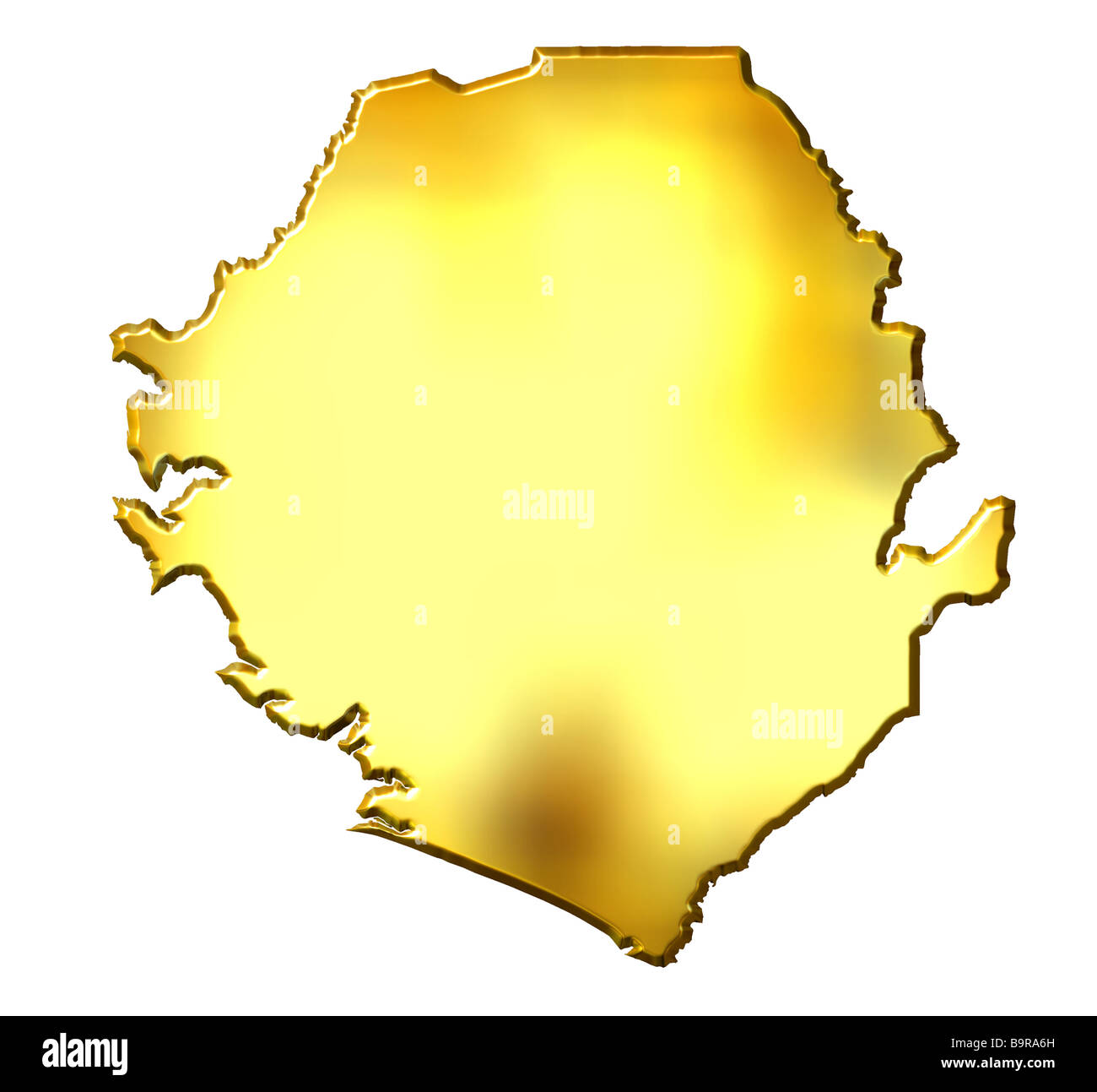 Sierra Leone 3d golden map isolated in white Stock Photo - Alamy