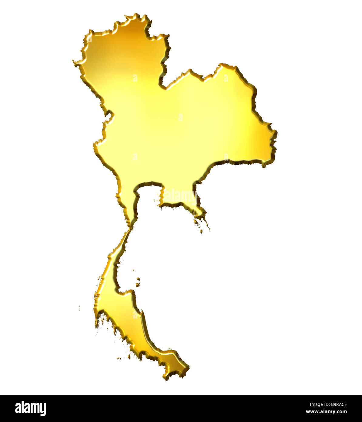 Thailand 3d golden map isolated in white Stock Photo