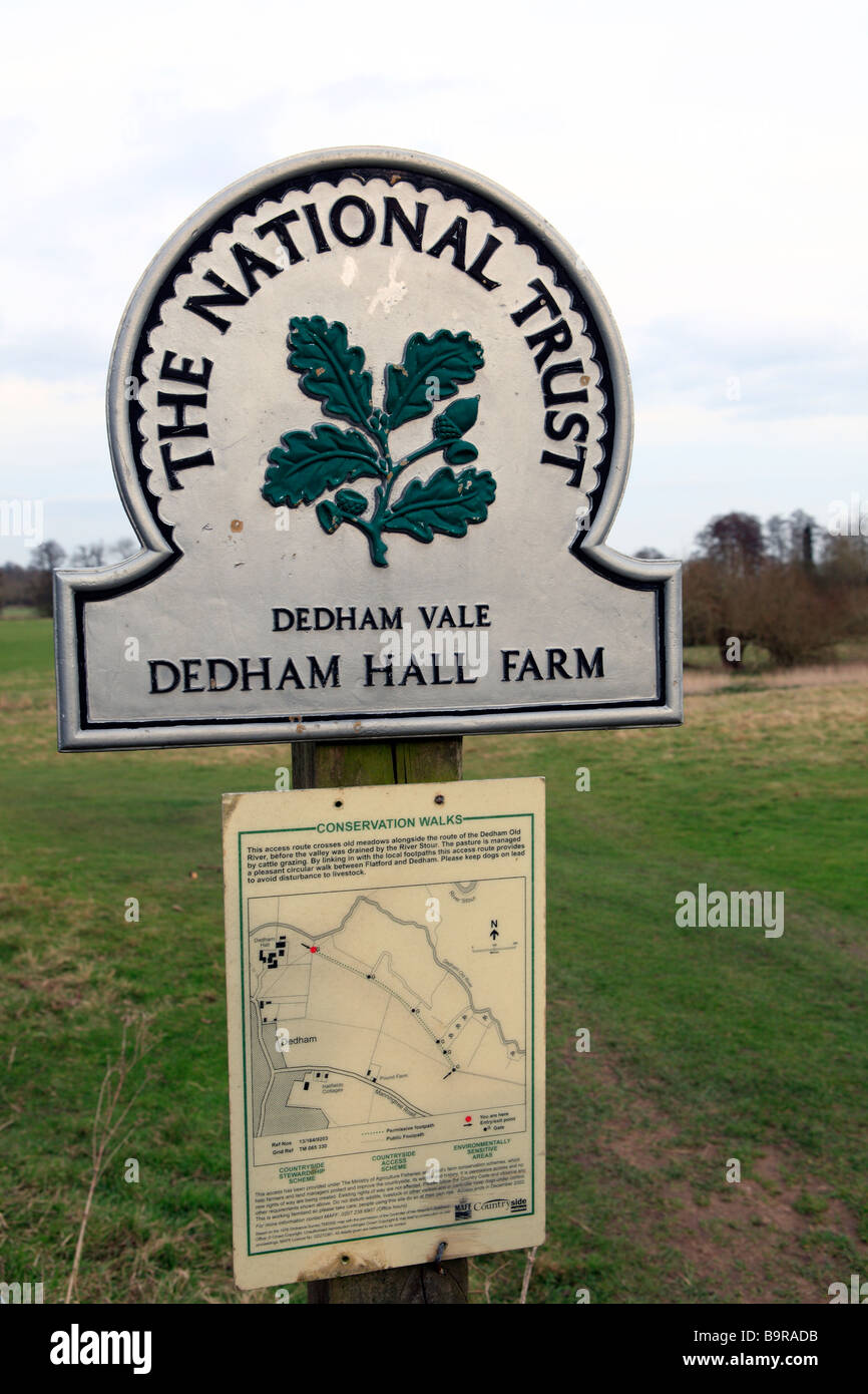 united kingdom essex dedham a national trust sign Stock Photo Alamy