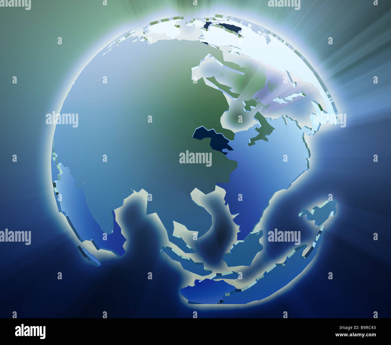 Globe map illustration of Asia and Pacific Stock Photo - Alamy