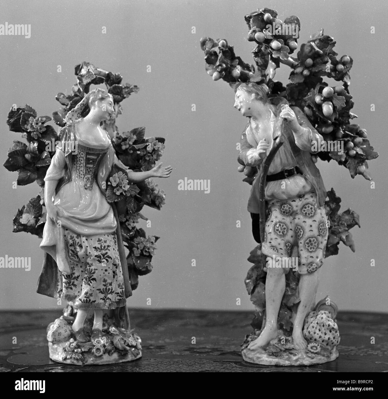 Porcelain figurines from Chelsea porcelain factory from collection of