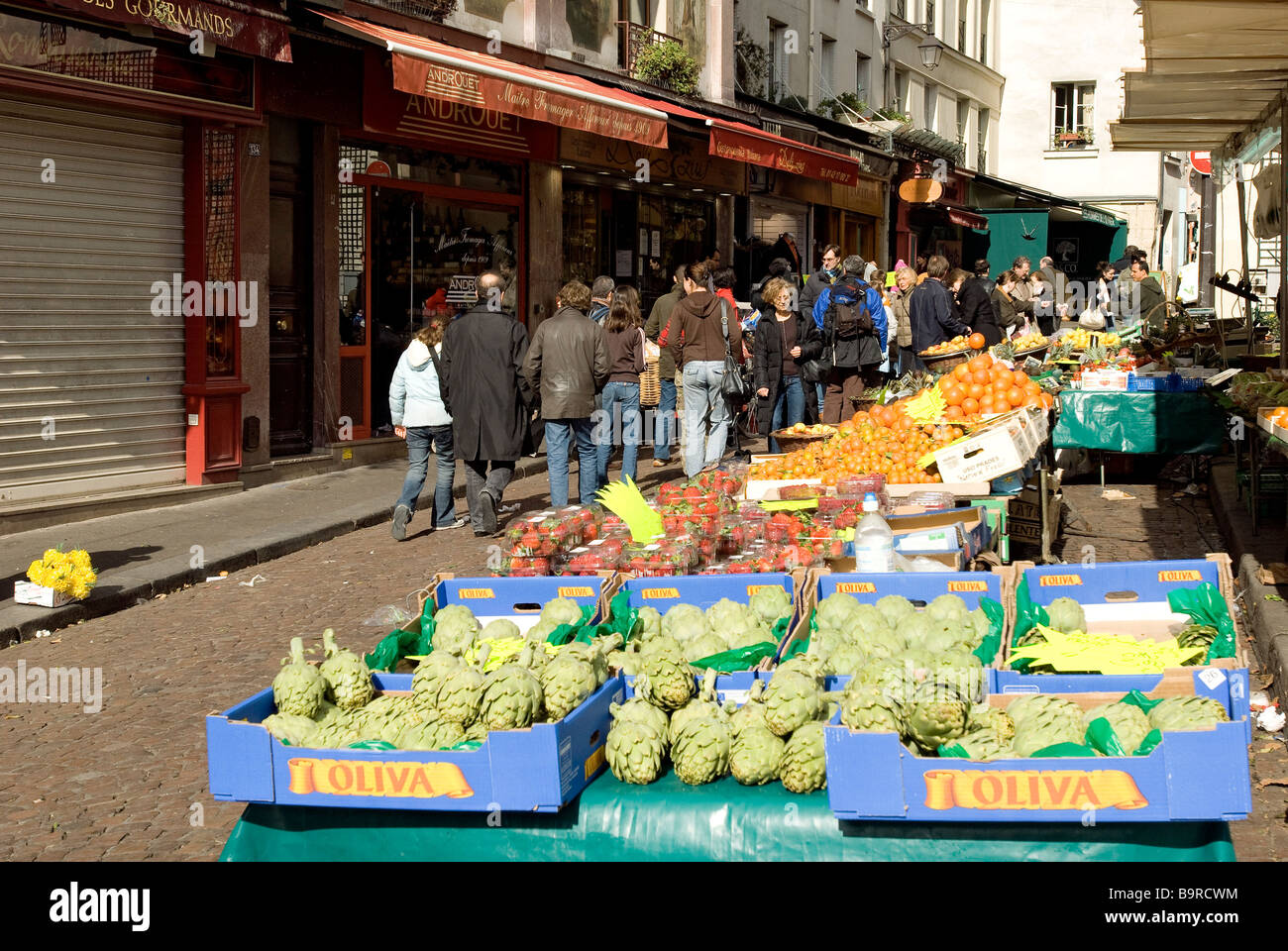 France, Paris, Rue Mouffetard 's market Stock Photo