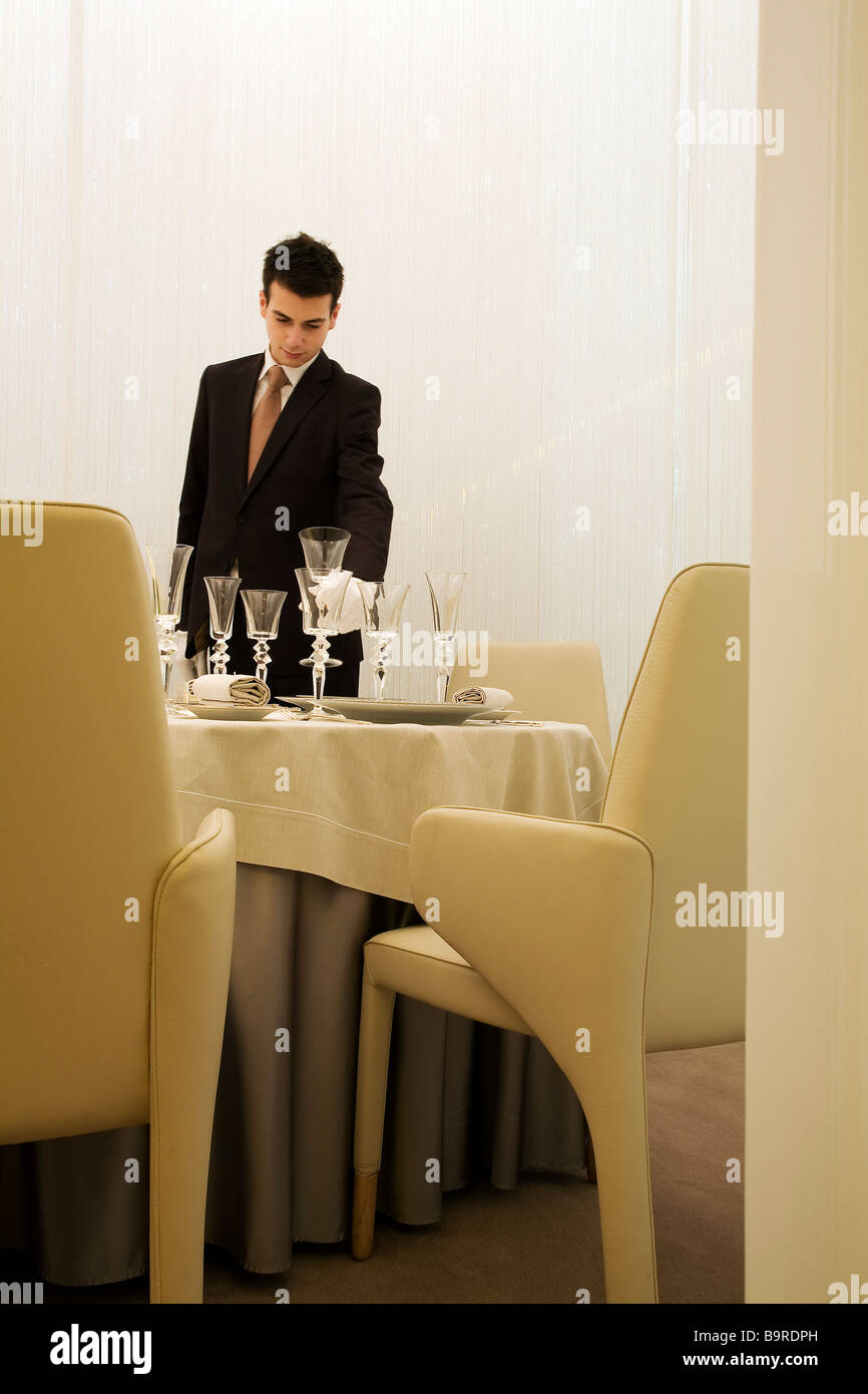 United Kingdom, London, The Dorchester Hotel, Alain Ducasse Restaurant, by designer Patrick Jouin, Table-Lumiere (luminous Stock Photo