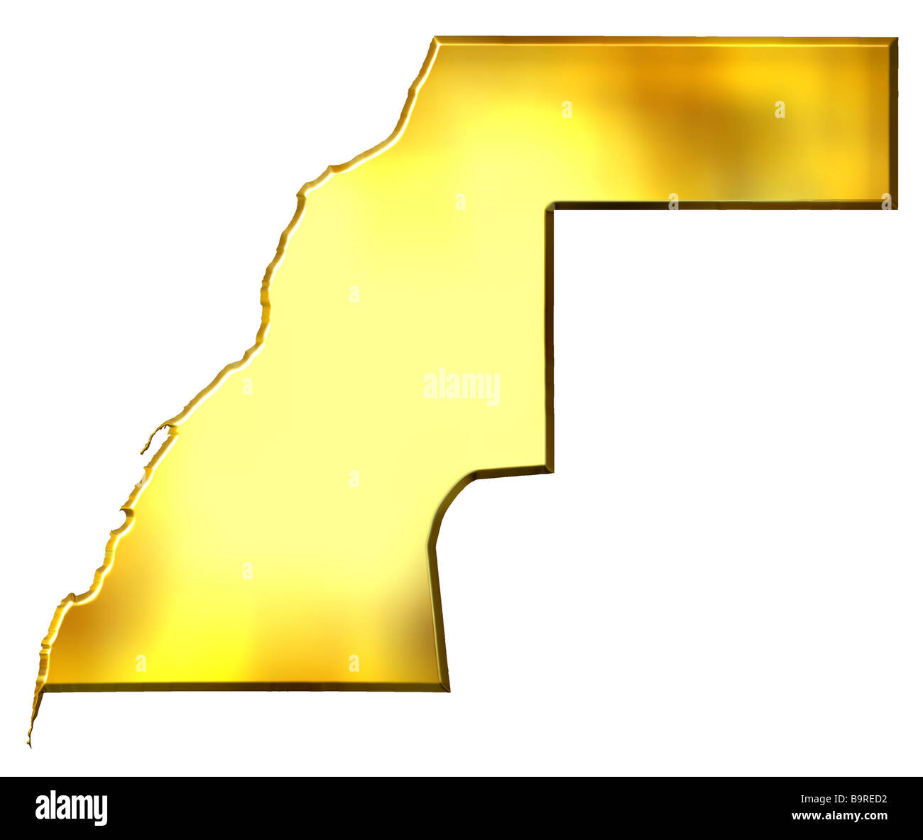 Western Sahara 3d golden map isolated in white Stock Photo