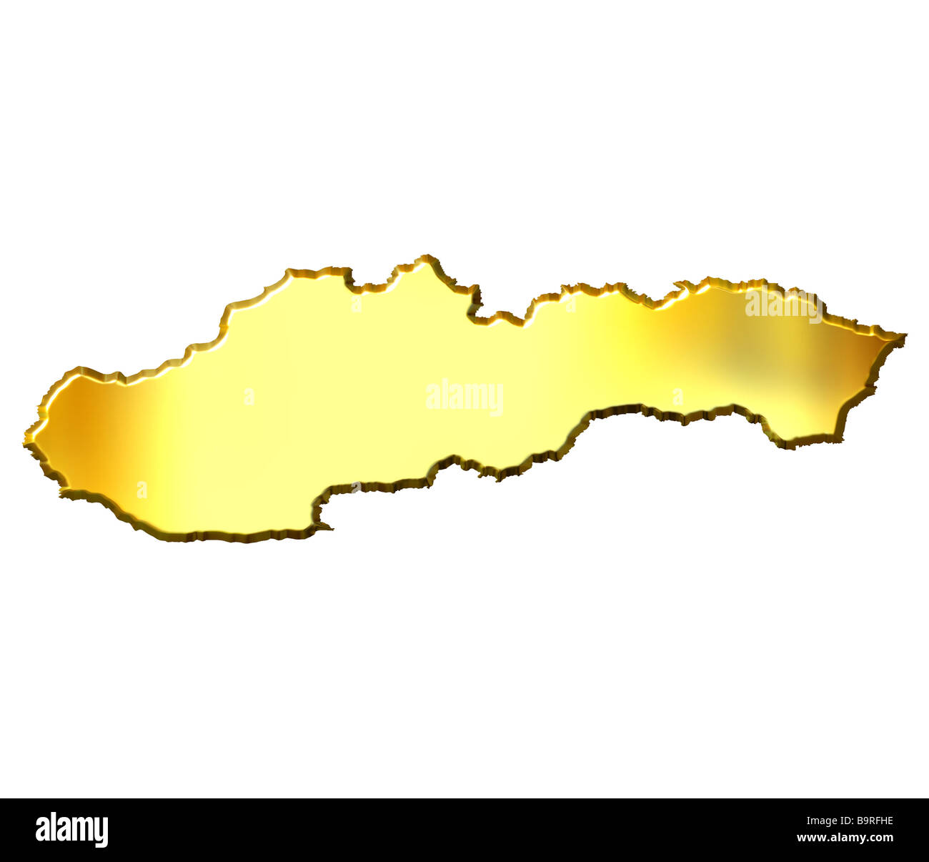 Slovakia 3d golden map isolated in white Stock Photo