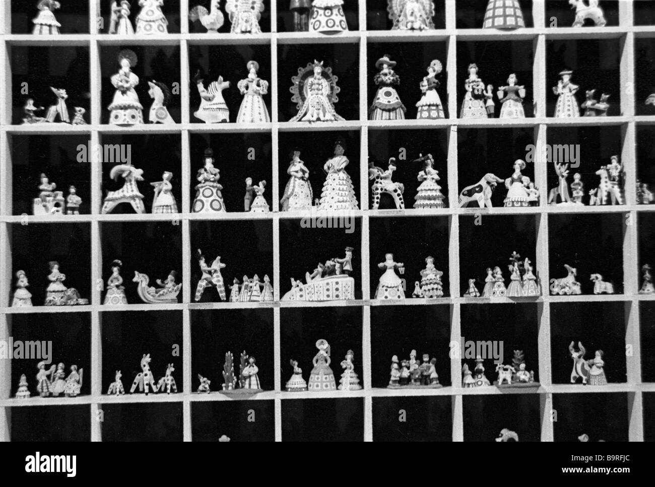 Dymkovo painted clay figurines at the Moscow applied arts show Stock