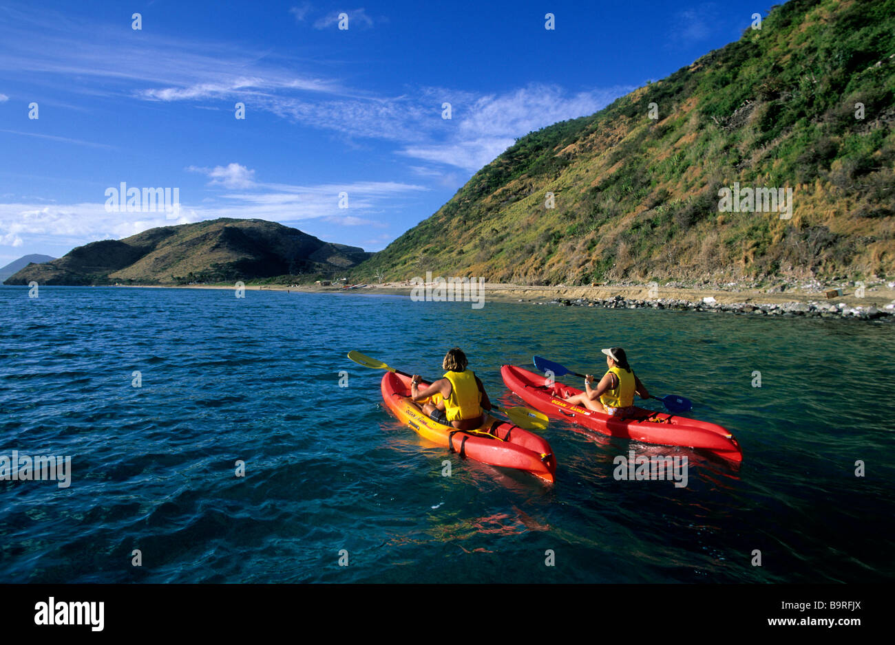 Saint Kitts and Nevis (British West Indies), Saint Kitts Island, sea kayaks Stock Photo