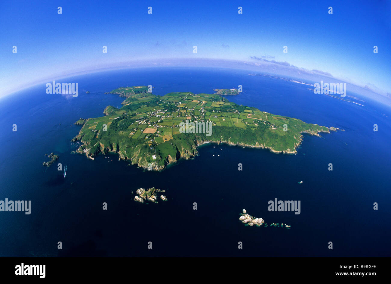 United Kingdom Channel Islands Sark Island aerial View Stock Photo 