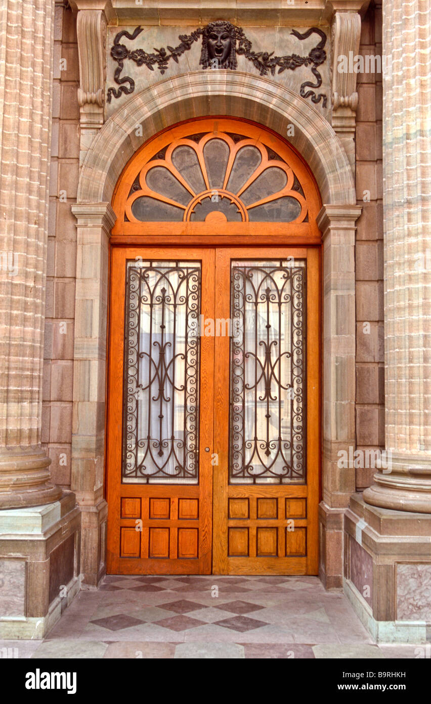 Old, rustic, ornamental, decorative, brown, wooden and metal doors in the  colonial city of Guanajuato, Mexico Stock Photo - Alamy