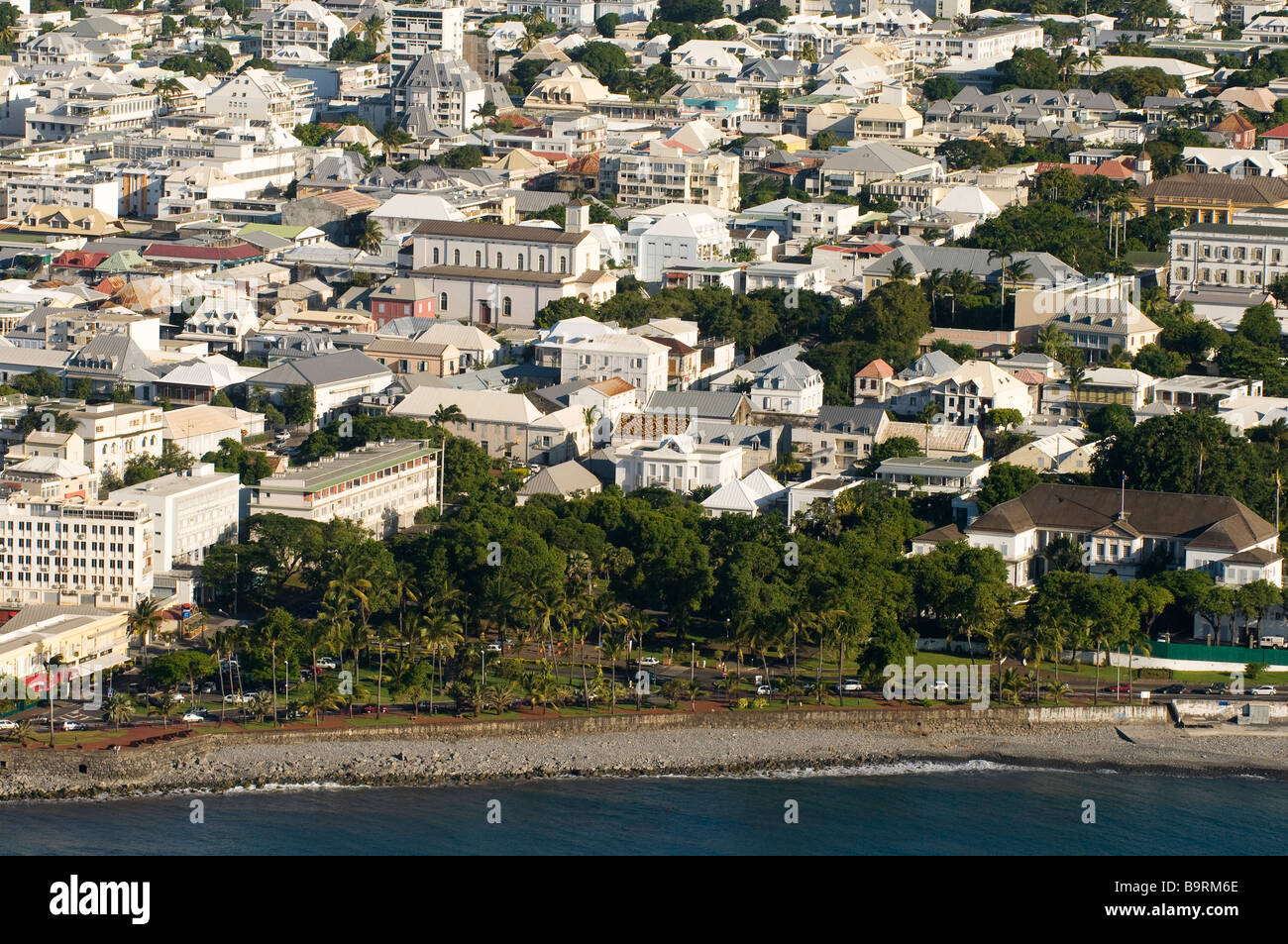 France, Reunion Island, Saint Denis, Le Barachois district (aerial view