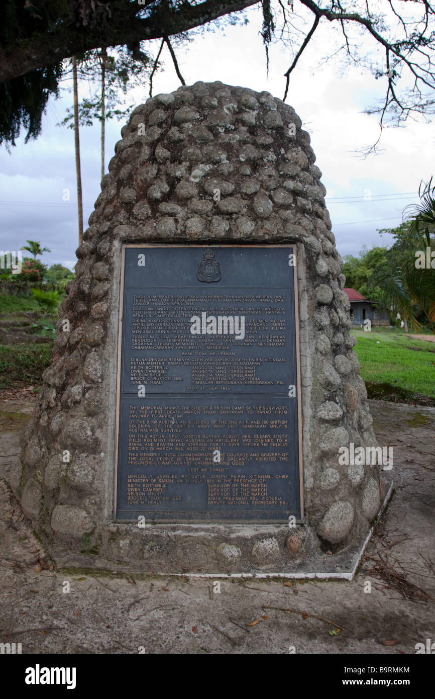 Memorial to the victime and survivors of the Sandakan Death March at Ranau Stock Photo