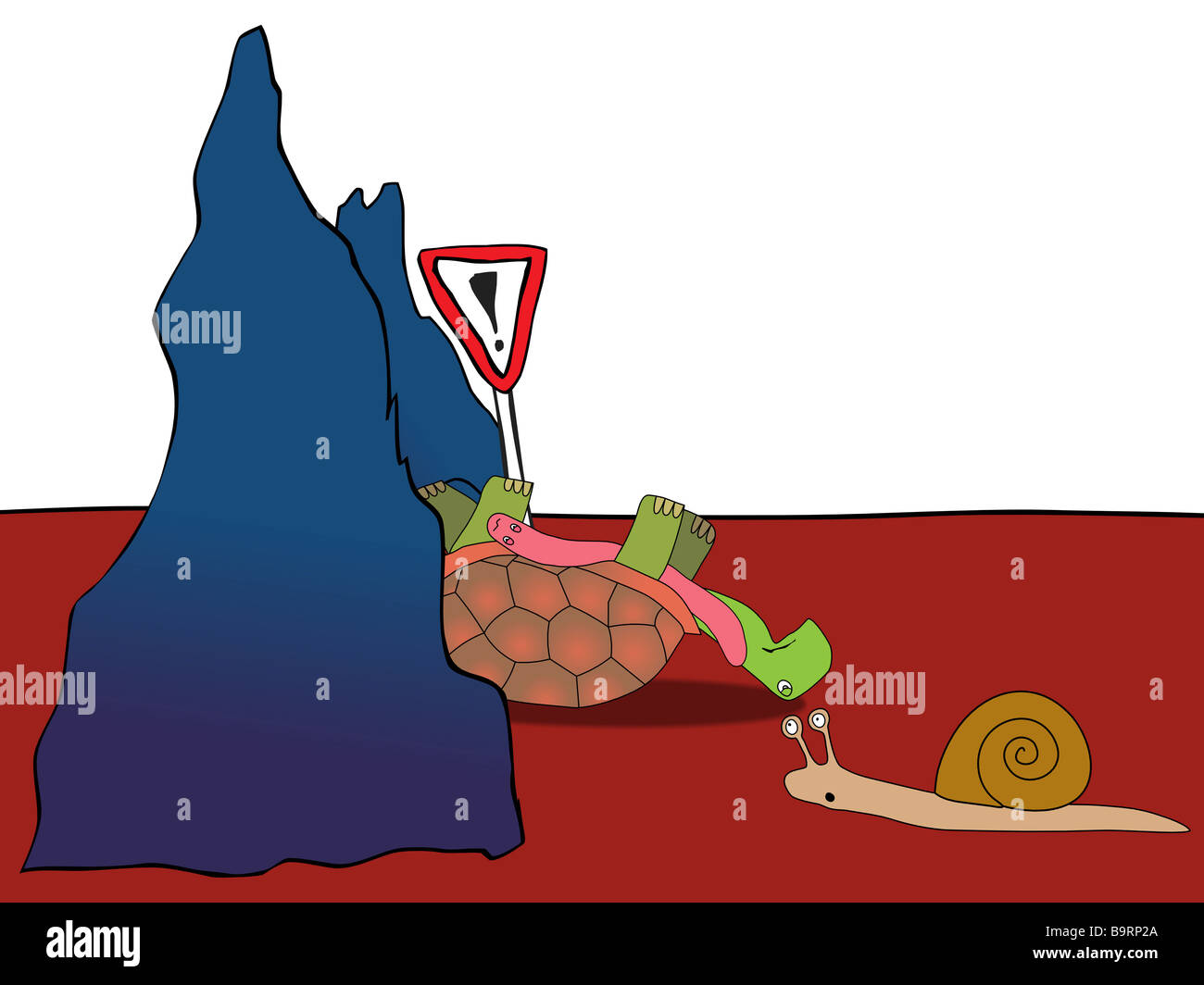 snail, worm and tortoise - fast and furious - crash Stock Photo