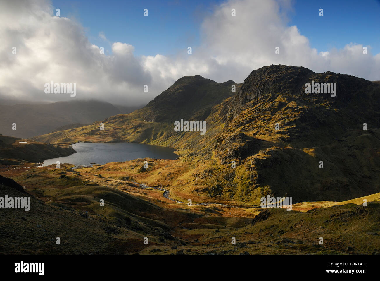 Langdale Pikes and Stickle Tarn Stock Photo