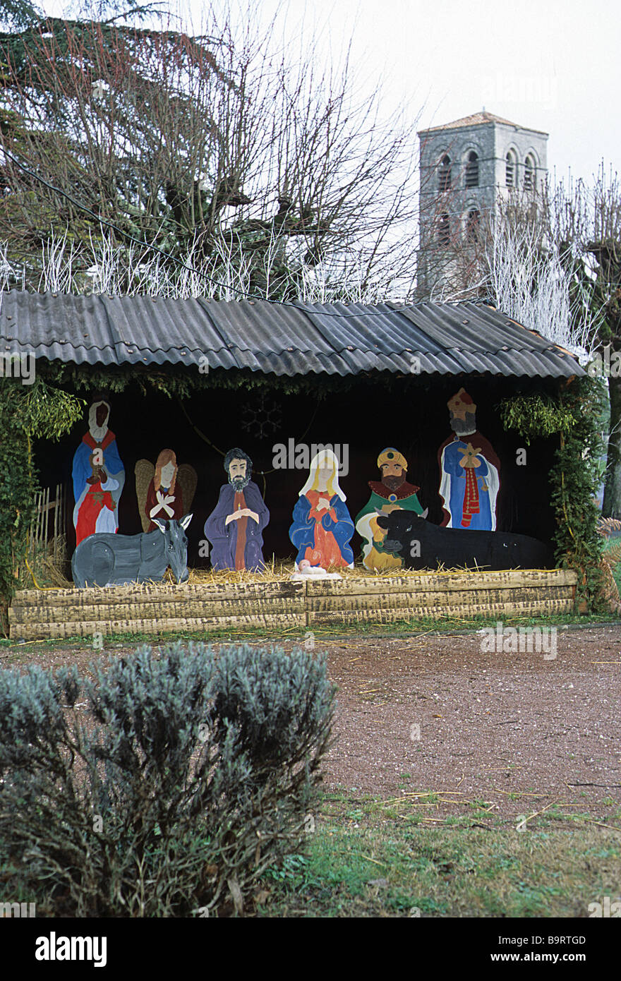 Sers, Charente, France. Lifesize Nativity Scene erected in the village