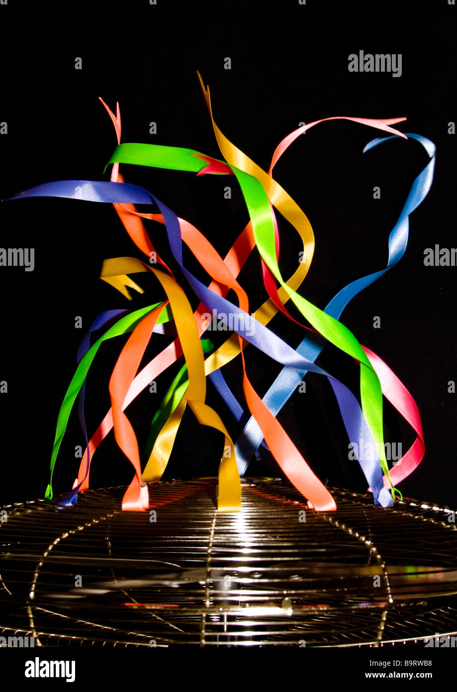 Coloured Ribbons Blowing In The Wind Stock Photo