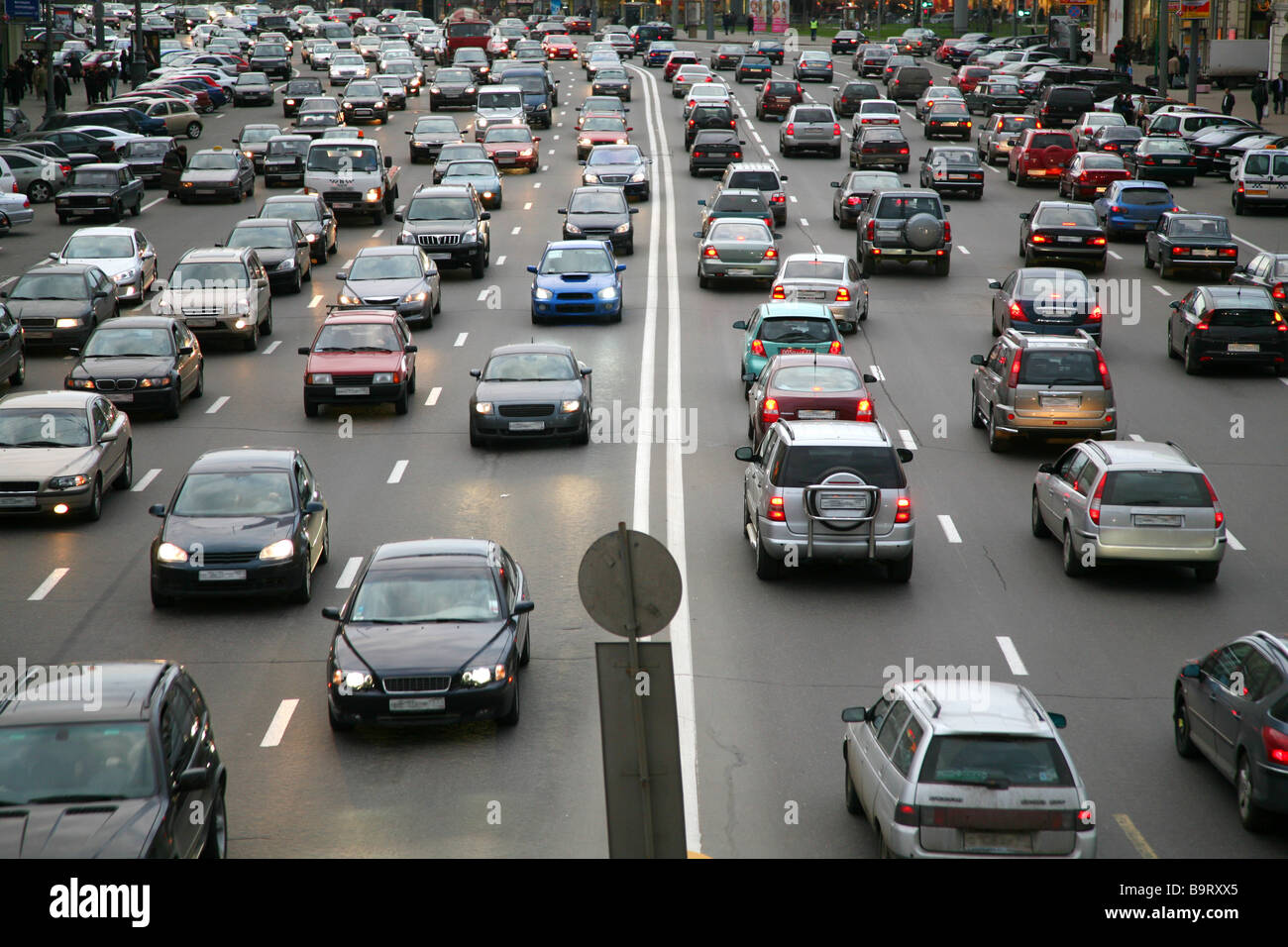 many cars on road Stock Photo Alamy