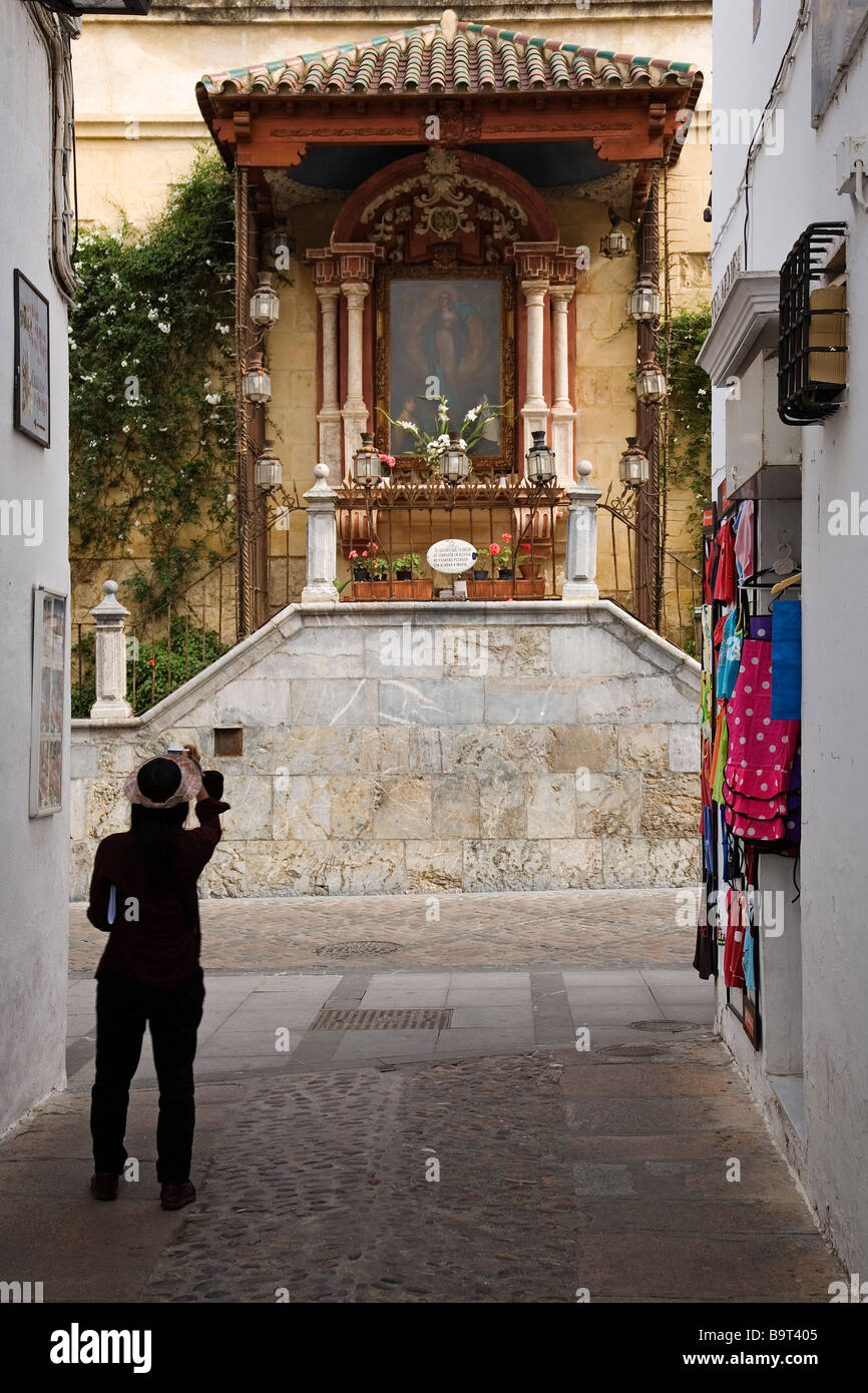 Tourists on the Altar of Virgen de los Faroles Cordova Andalusia Spain Stock Photo
