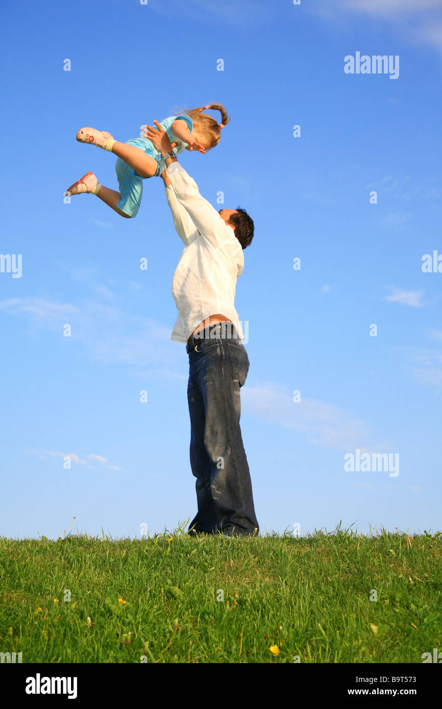 father throw daughter Stock Photo Alamy