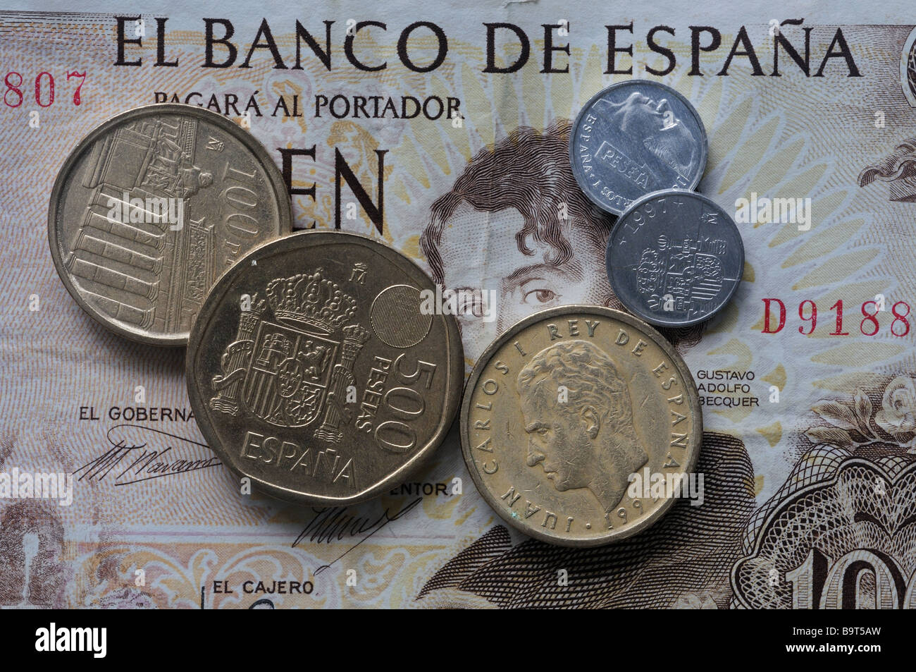 Spanish pesetas Stock Photo