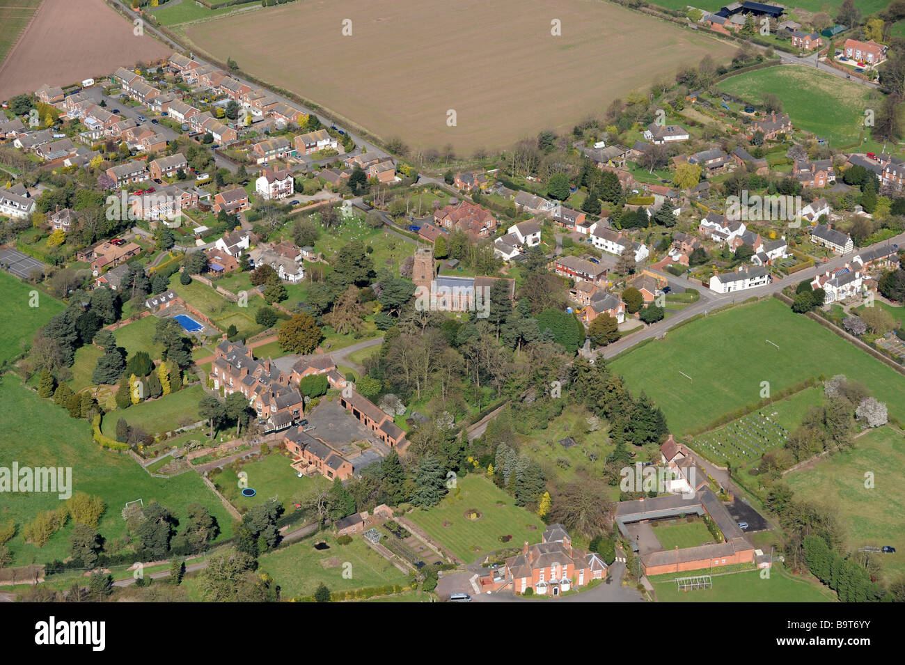 Aerial view of Edgmond near Newport in Telford Shropshire England Uk
