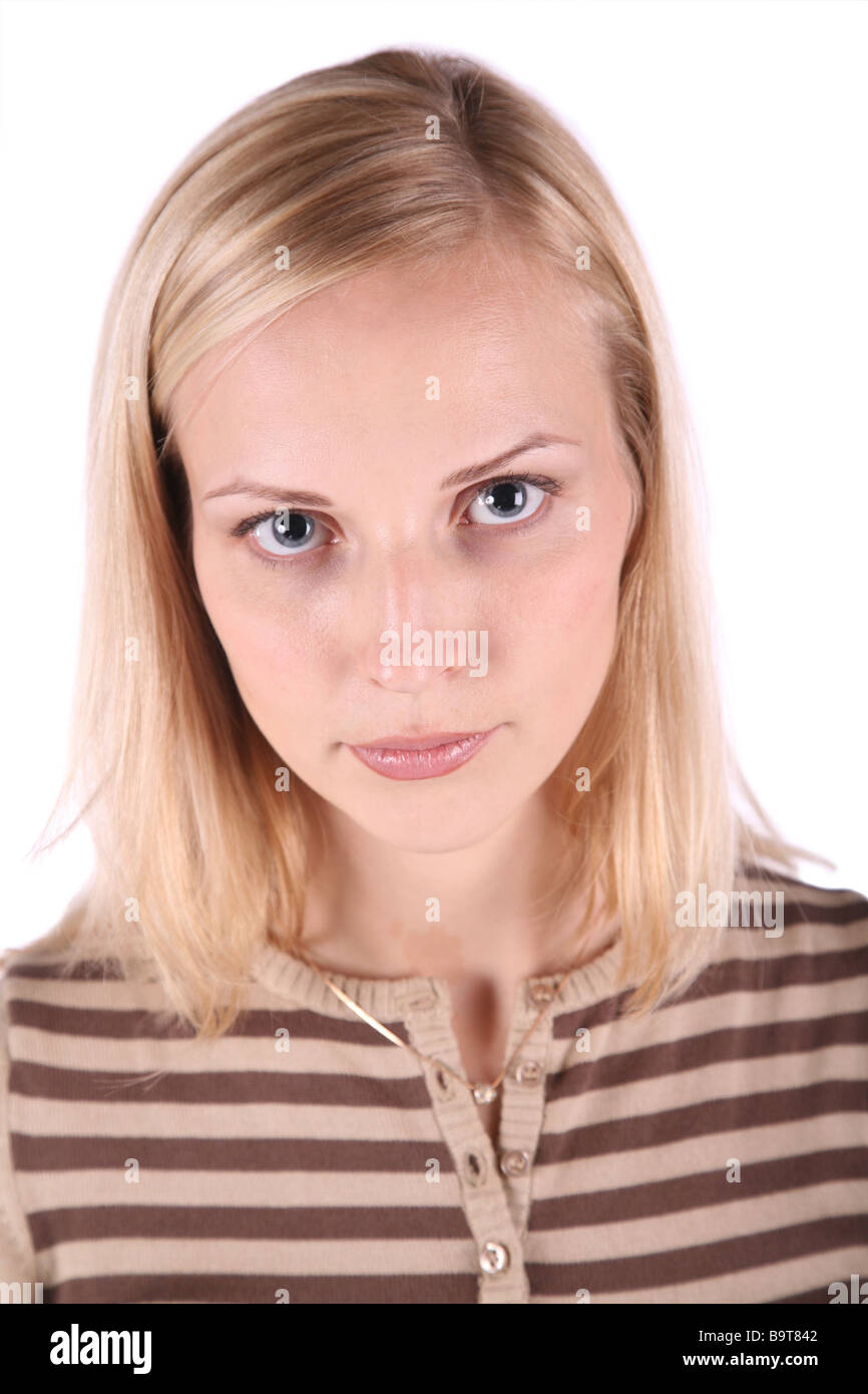 portrait beautiful young woman isolated on white Stock Photo - Alamy