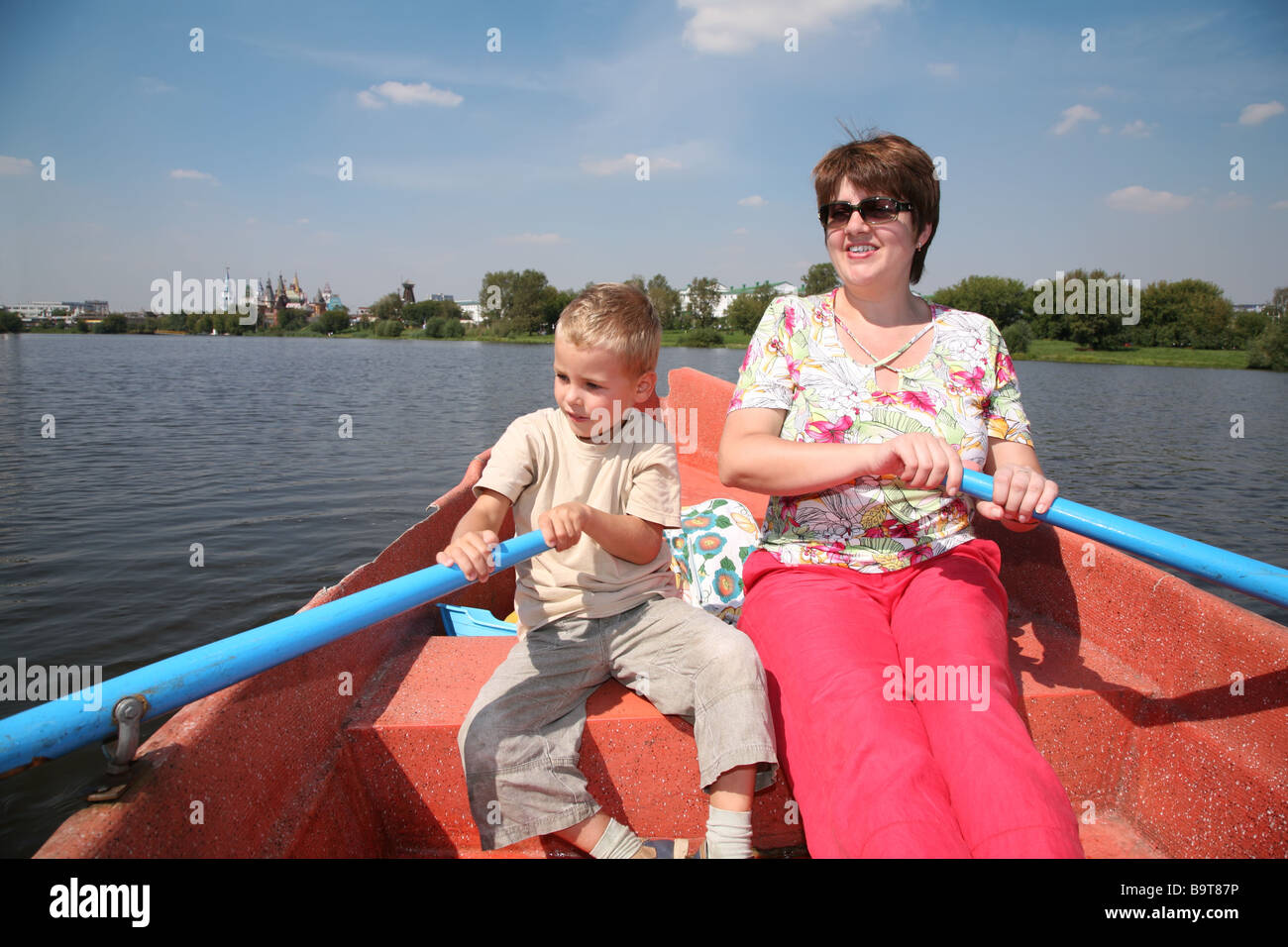 Boy in paddle boat hi-res stock photography and images - Alamy