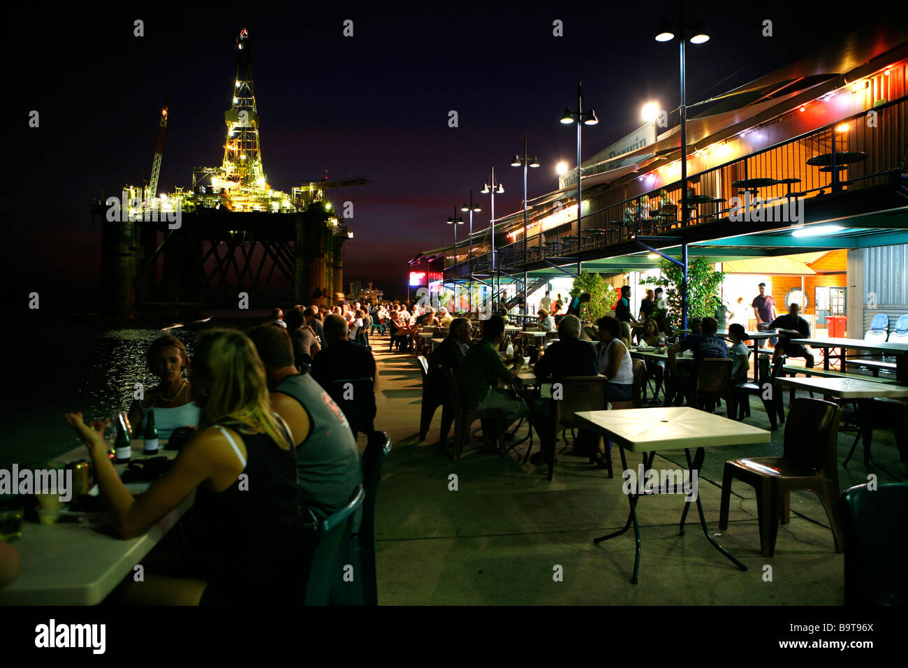 People in restaurants at the pier of Darwin, Australia Stock Photo Alamy