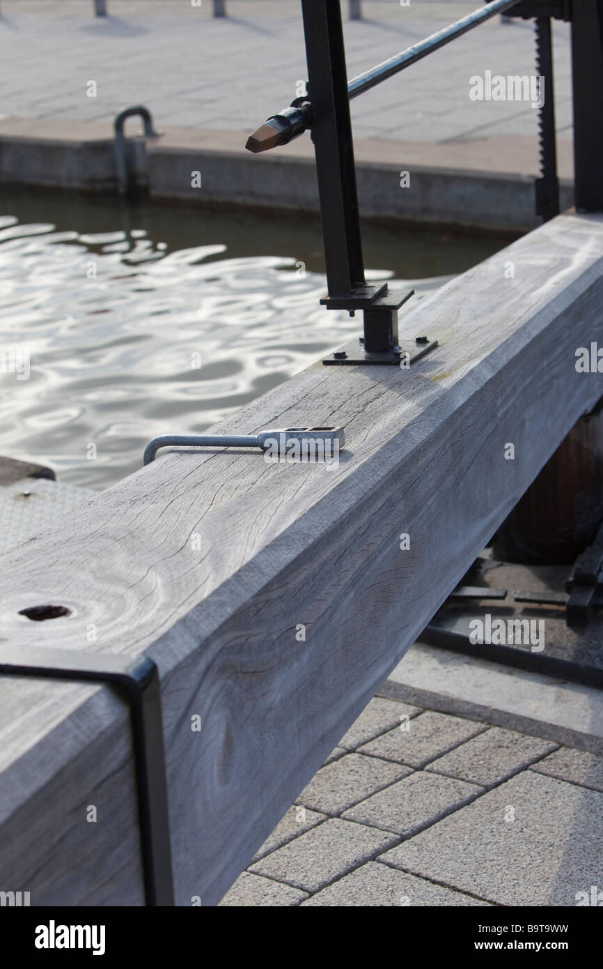 Windlass on canal lock beam Stock Photo Alamy