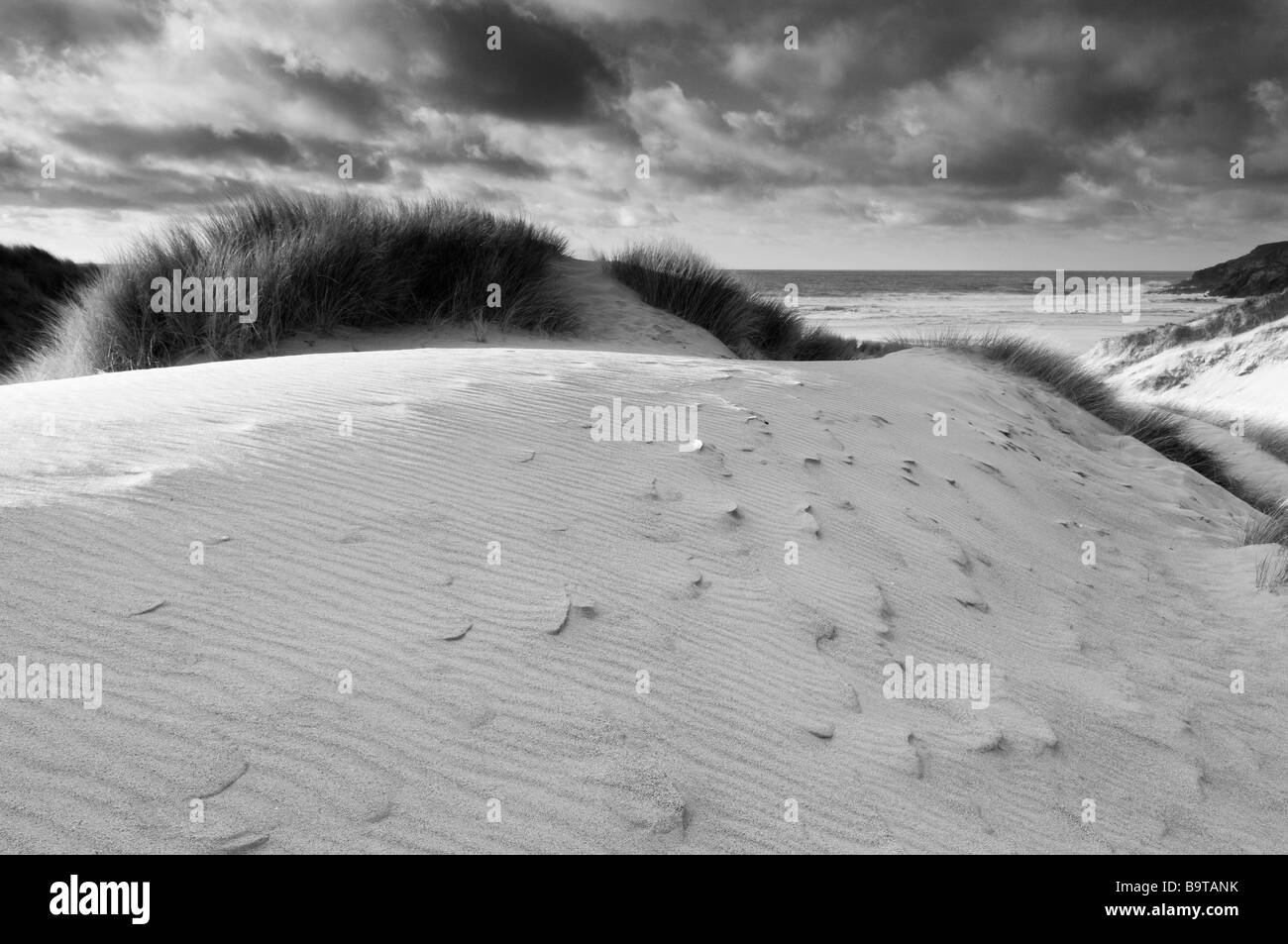 Sand Dunes at Holywell Bay North Cornwall Stock Photo