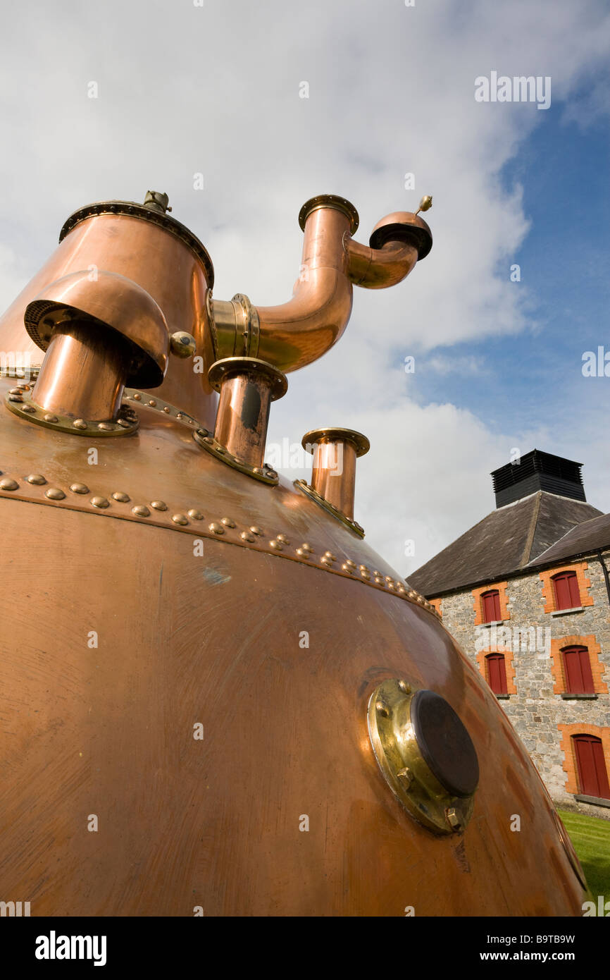 Copper Distilling Kettle. An old massive copper mash cooker is on