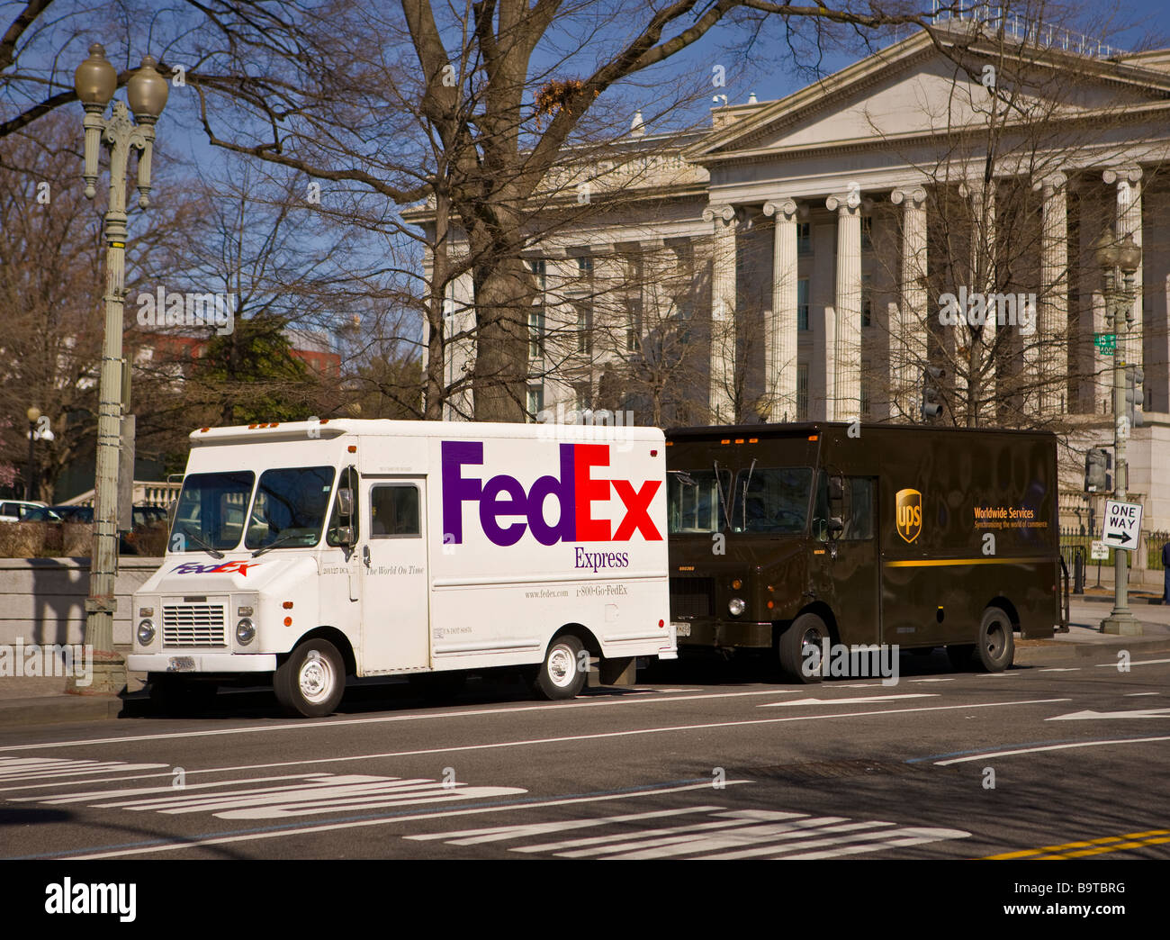 WASHINGTON DC USA Fedex and UPS delivery trucks Stock Photo