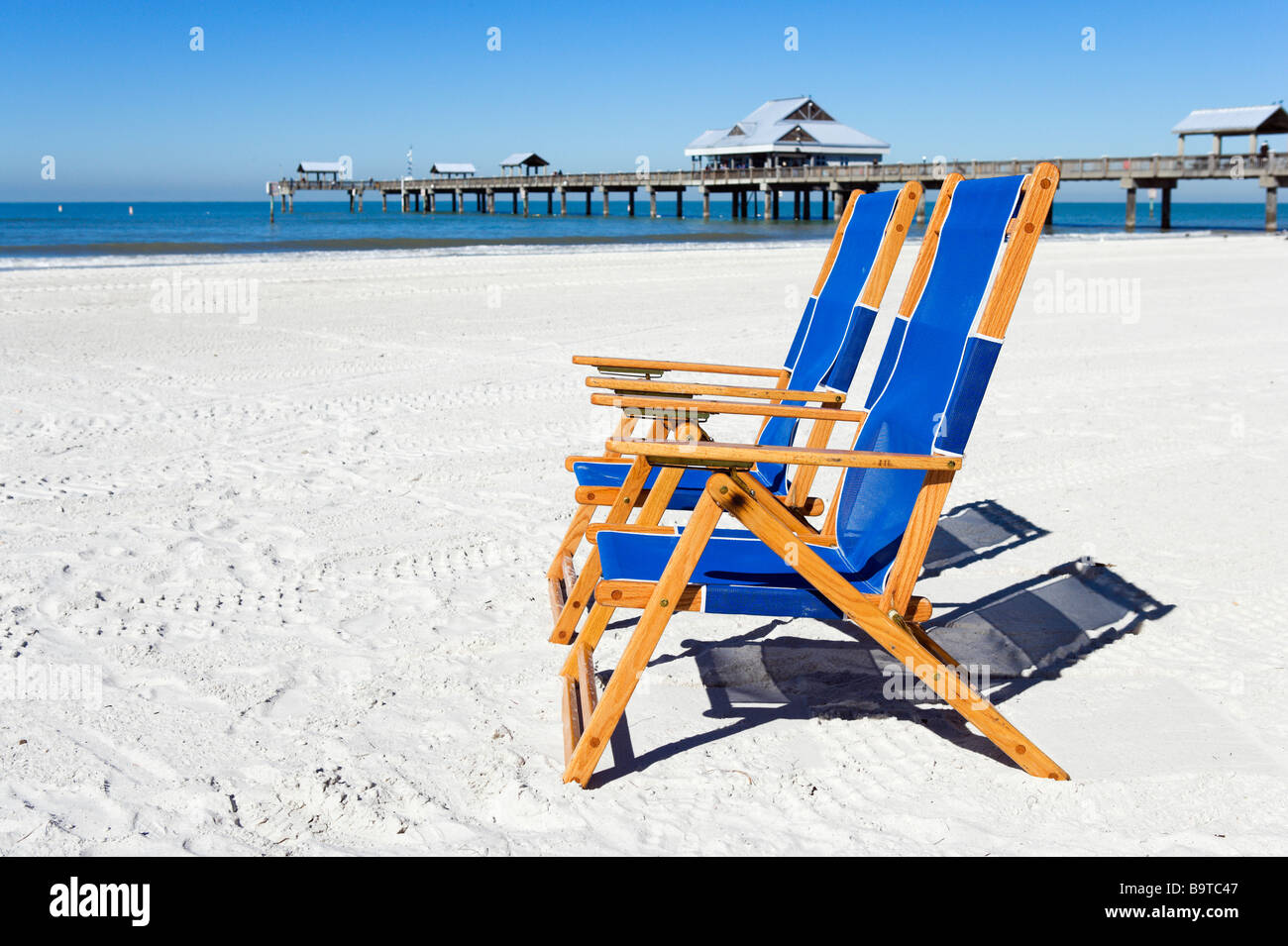 Two Deckchairs in front of the Pier at Clearwater Beach, Gulf Coast