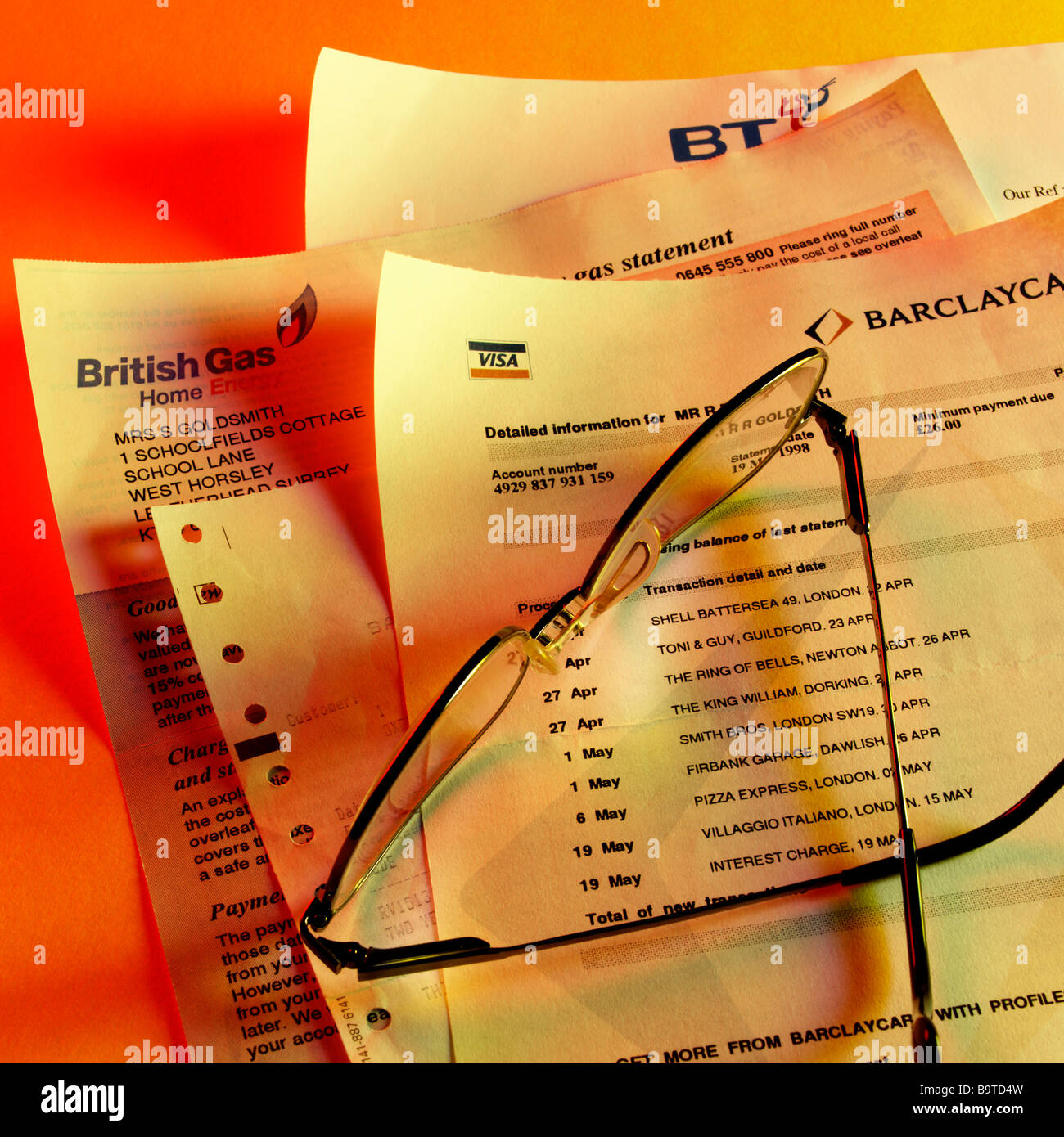 Household Bills Stock Photo