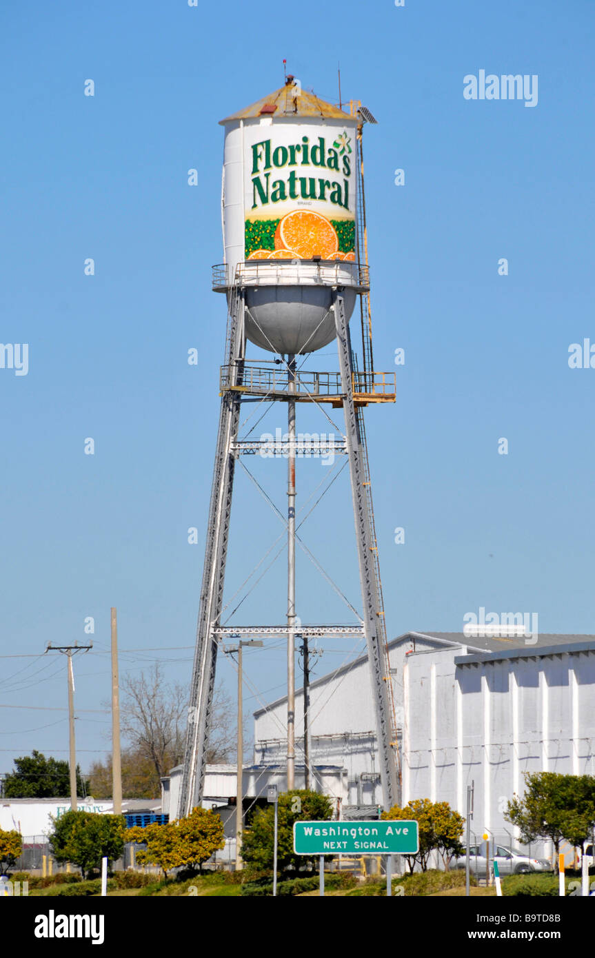 Water Tower advertising Florida s Natural Central Florida Stock Photo