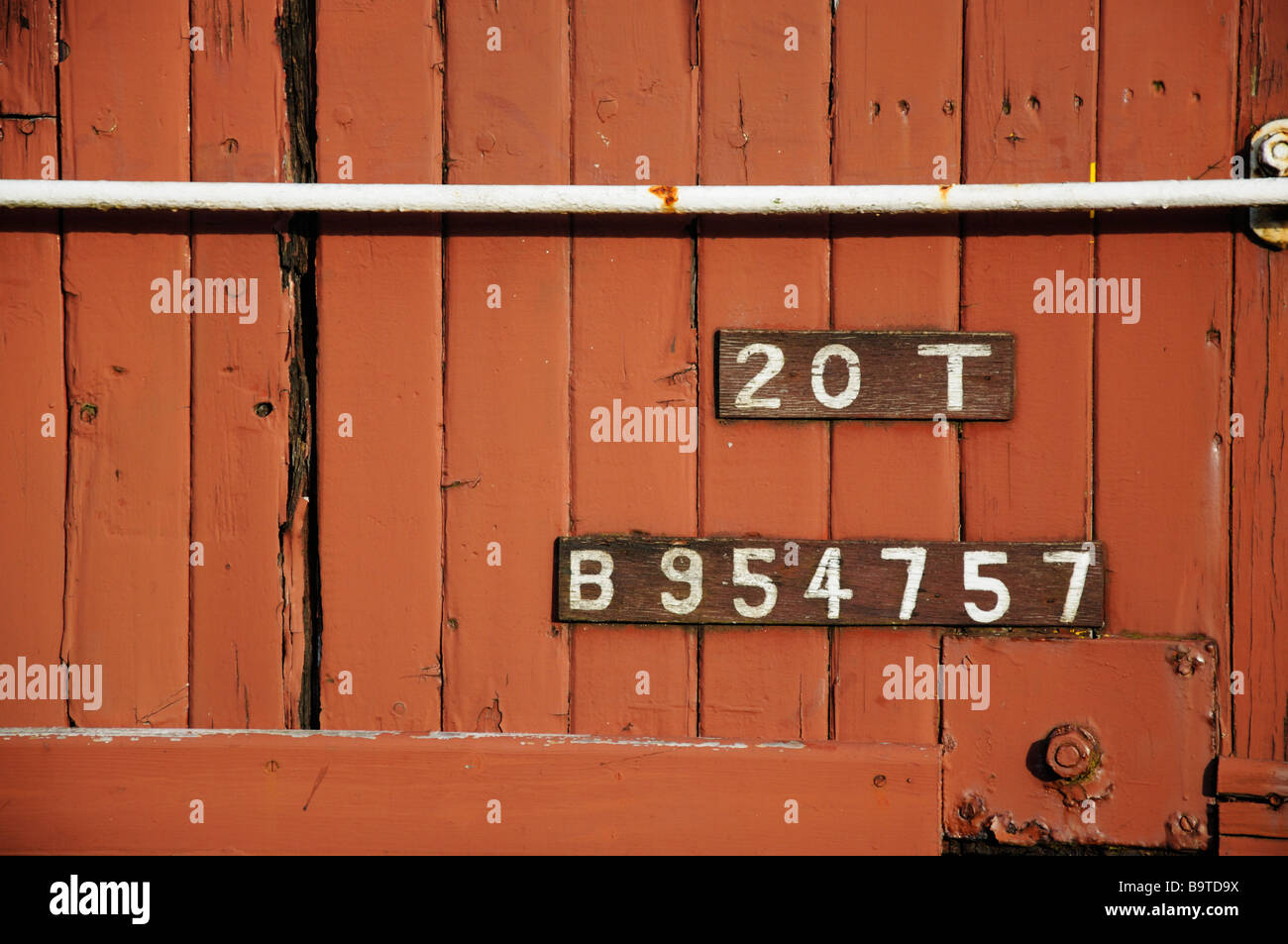 Detail from the side of disused rail carriage Stock Photo