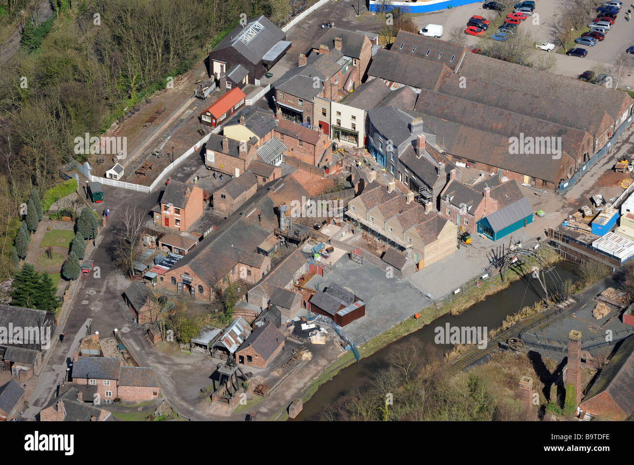 Aerial view of Blists Hill Museum in Telford Shropshire England Uk