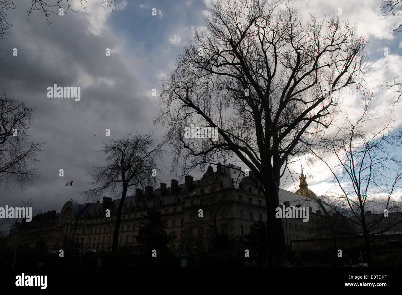 Cloudy sky over Les Invalides Stock Photo