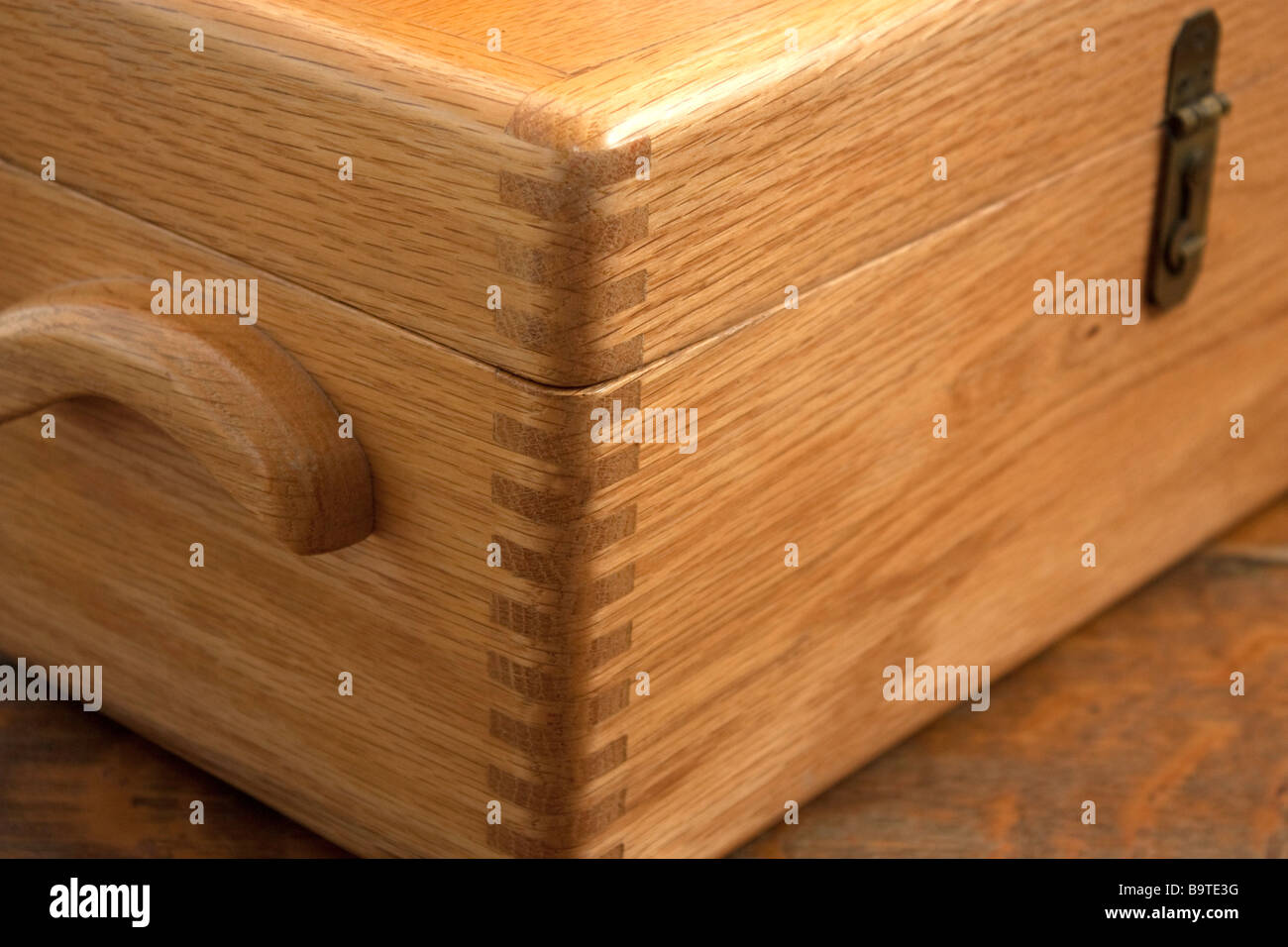 A sewing box made of Red Oak Stock Photo